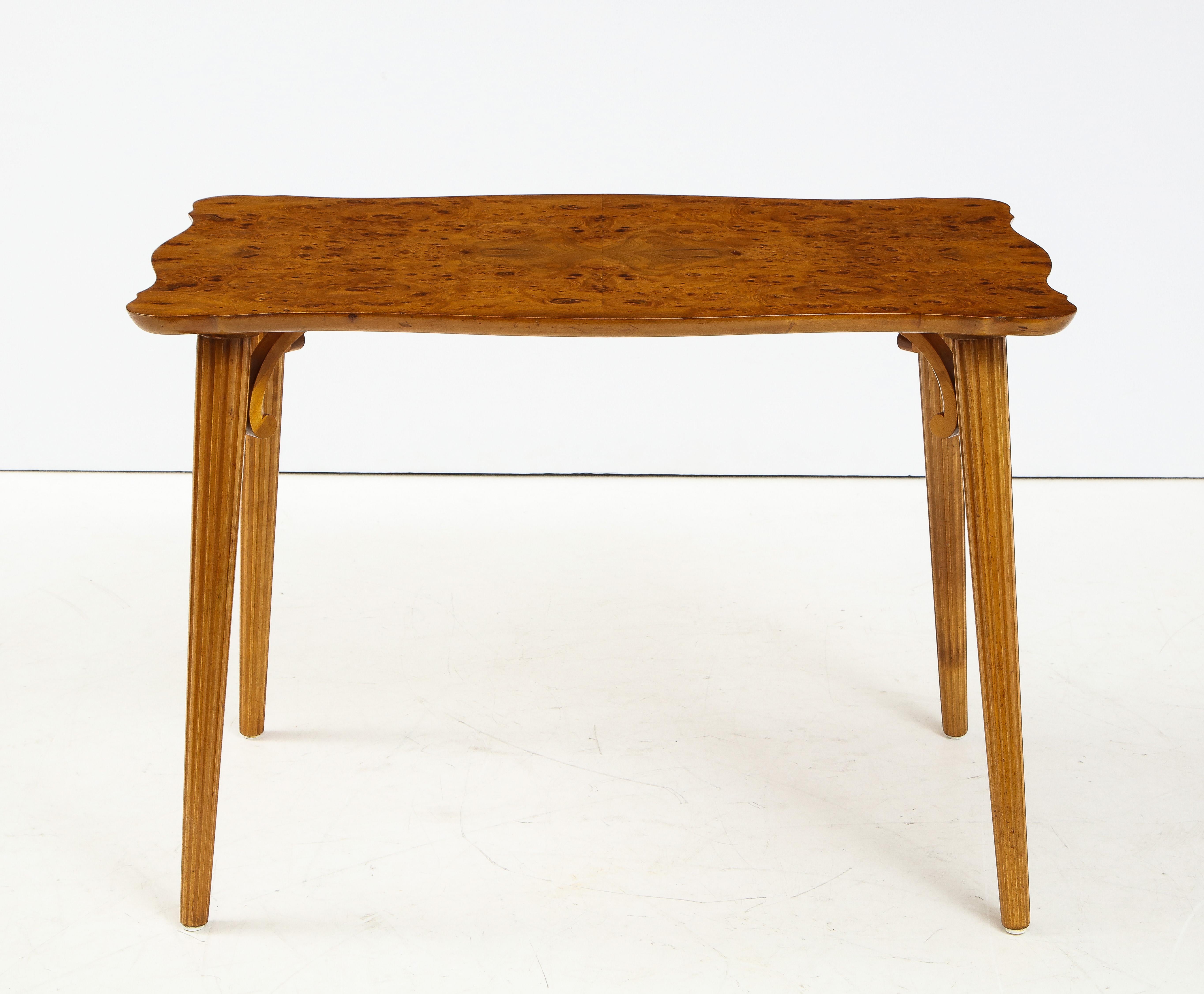 Swedish Modern Burr Birch Side Table, circa 1940s 2