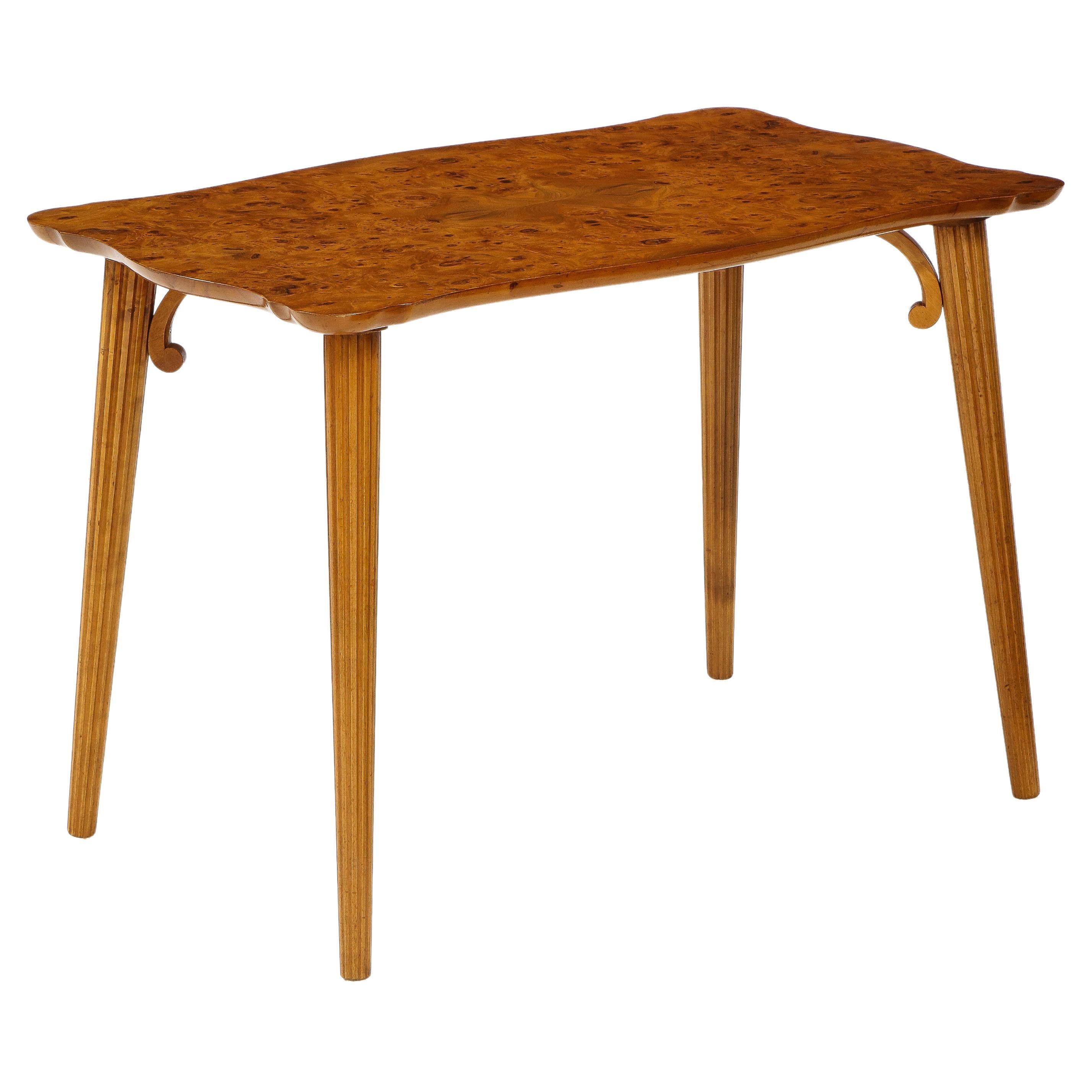 Swedish Modern Burr Birch Side Table, circa 1940s