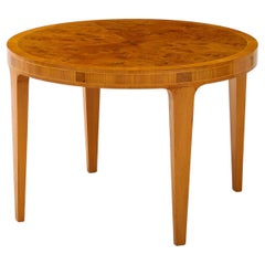 A Swedish Modern Circular Elmroot Sidetable, circa 1940s