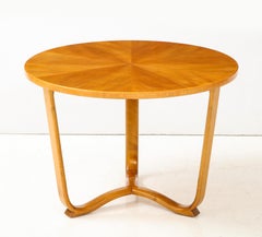 Swedish Modern Elmwood Circular Table by Bertil Fridhagen, circa 1940s