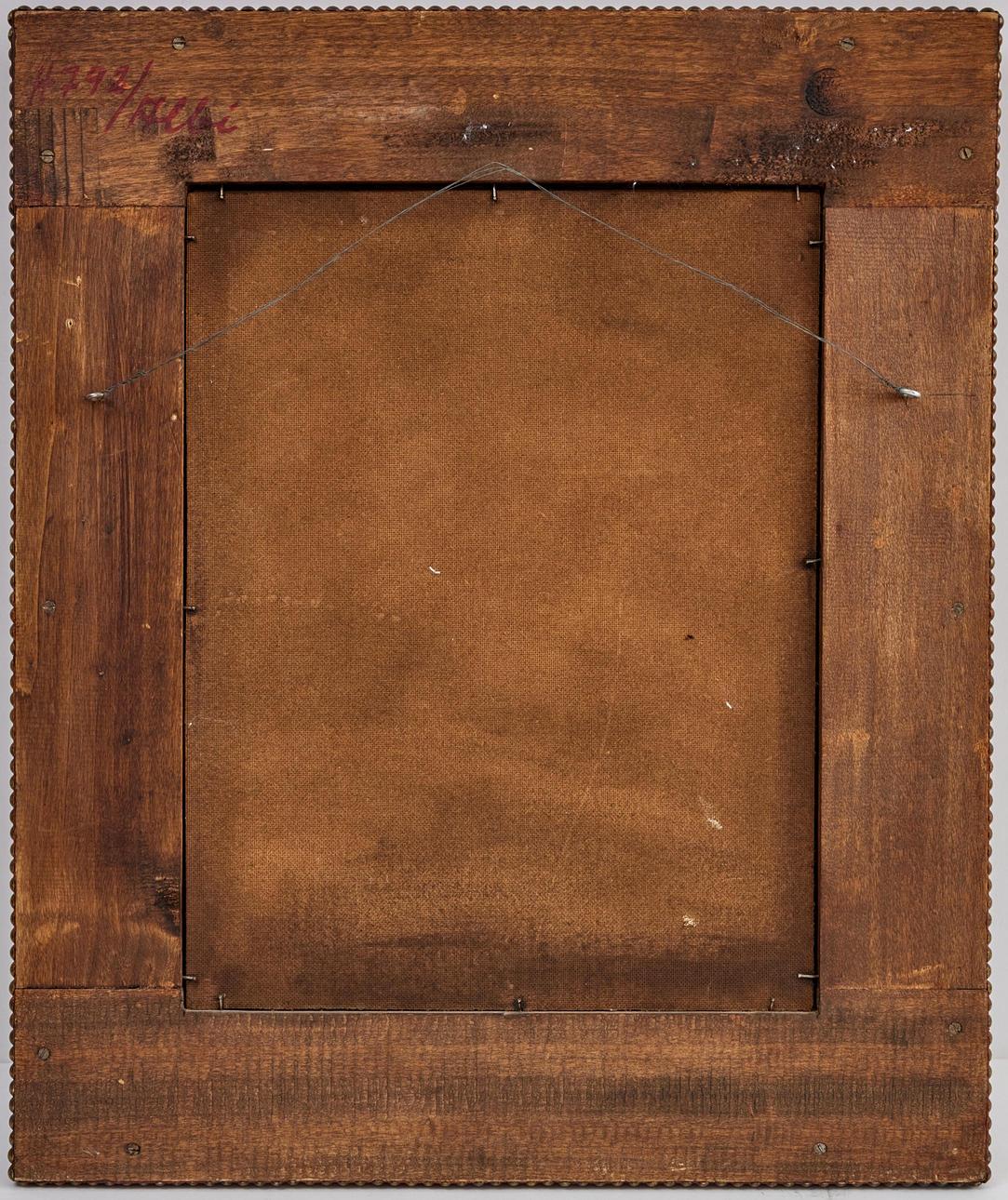 Pelle Uno specchio moderno svedese in Oak e pelle rossa con chiodi perlati in vendita
