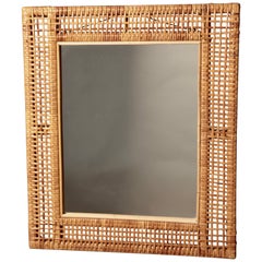 Swedish Modern Mirror in Rattan and Bamboo, Sweden, 1940s