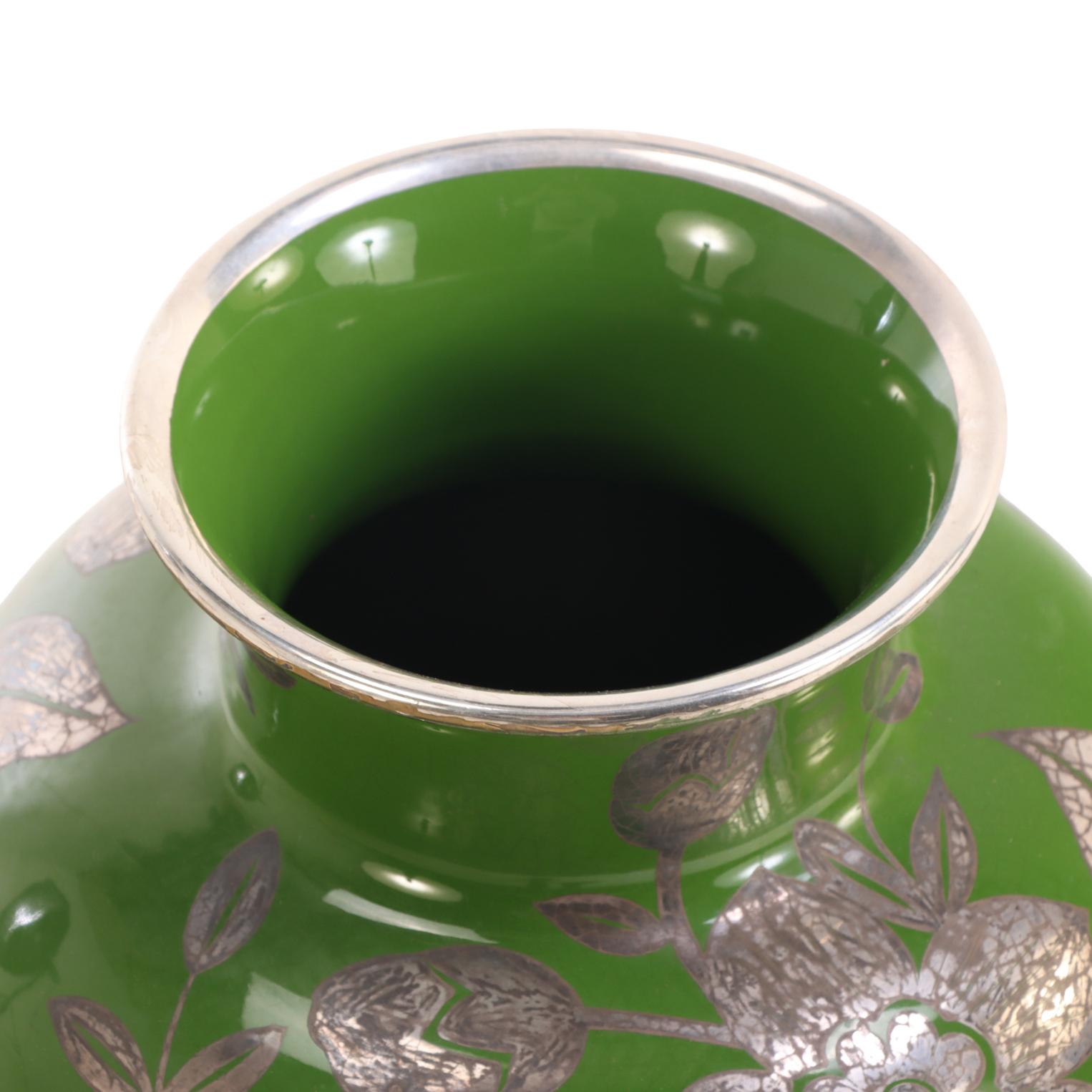A Swedish Patinated Bronze Vase with Silver Overlay, 20th C. For Sale 2