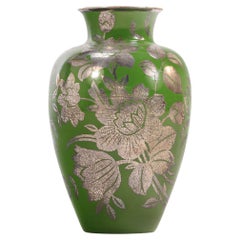 A Swedish Patinated Bronze Vase with Silver Overlay, 20th C.