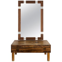 Swedish Rosewood Chest of Drawers / Low Dressing Table with Wall Mirror 
