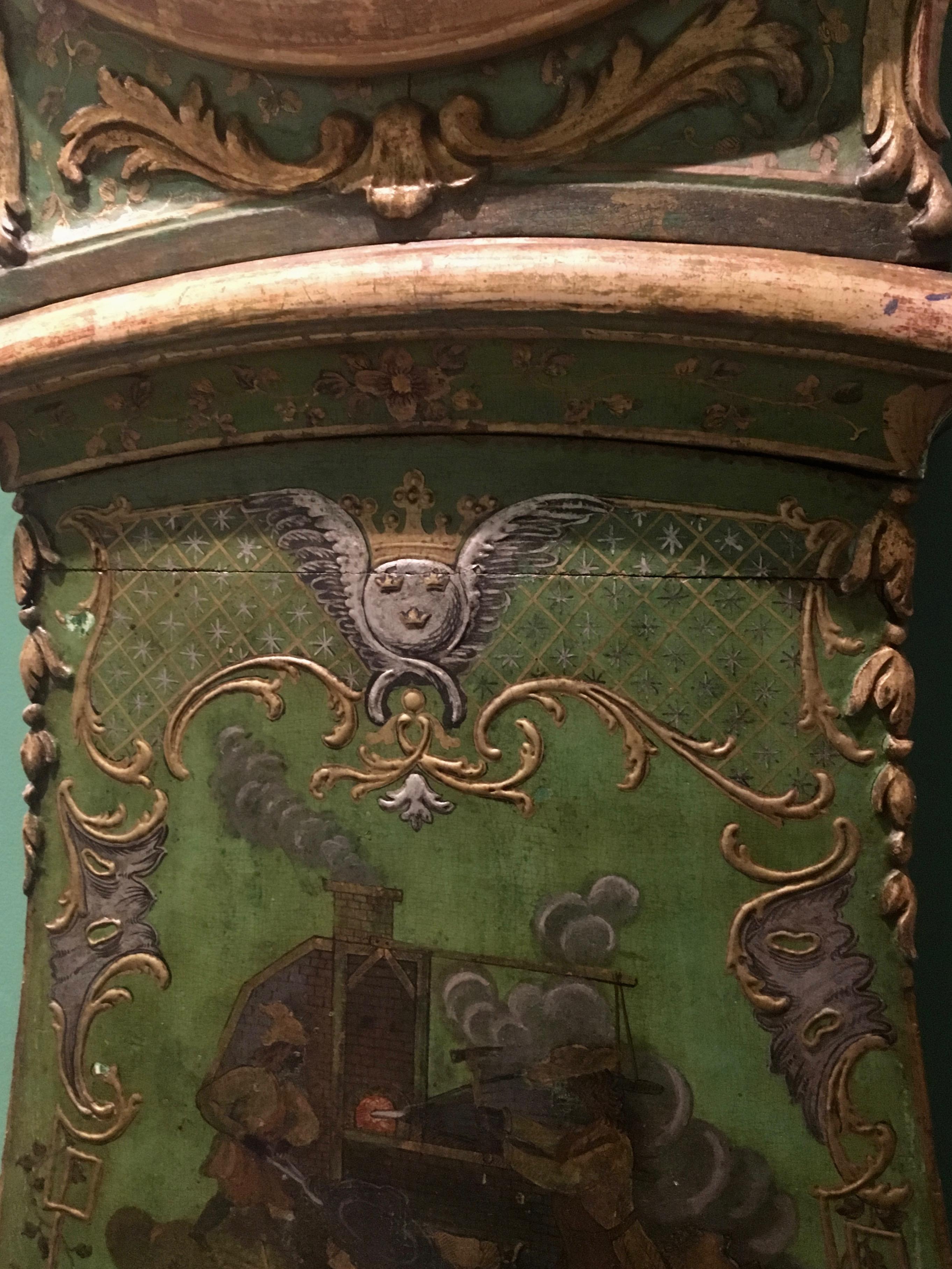 Wood Swedish Royal Rococo Chiming Longcase Clock