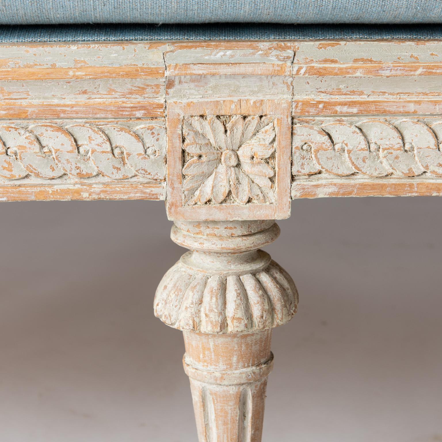 Hand-Carved Swedish, Signed, Gustavian Period “Trågsoffa” from Stockholm, circa 1790