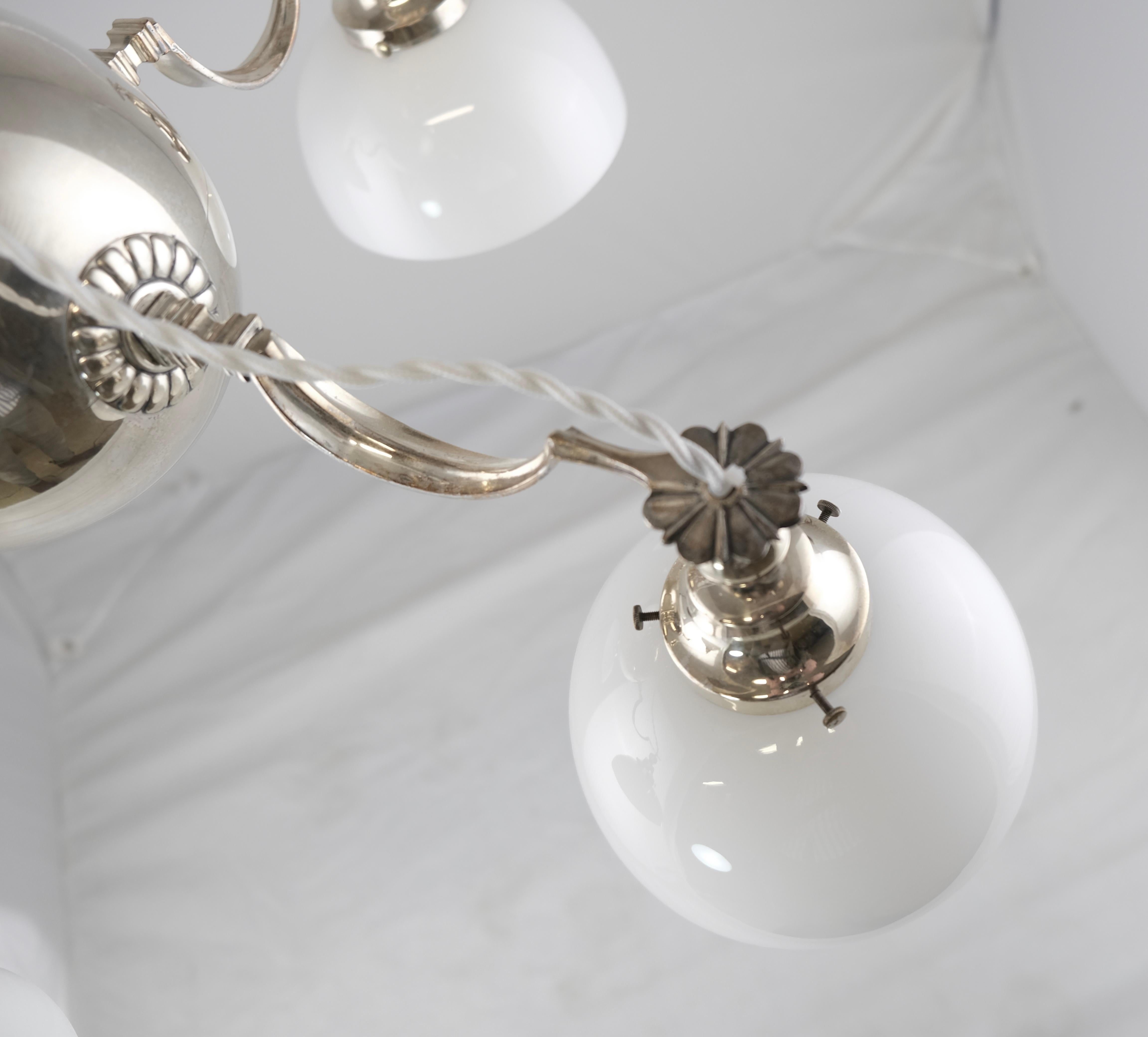 Swedish Silvered 4-Light Art Deco Lamp Made Around 1930 5
