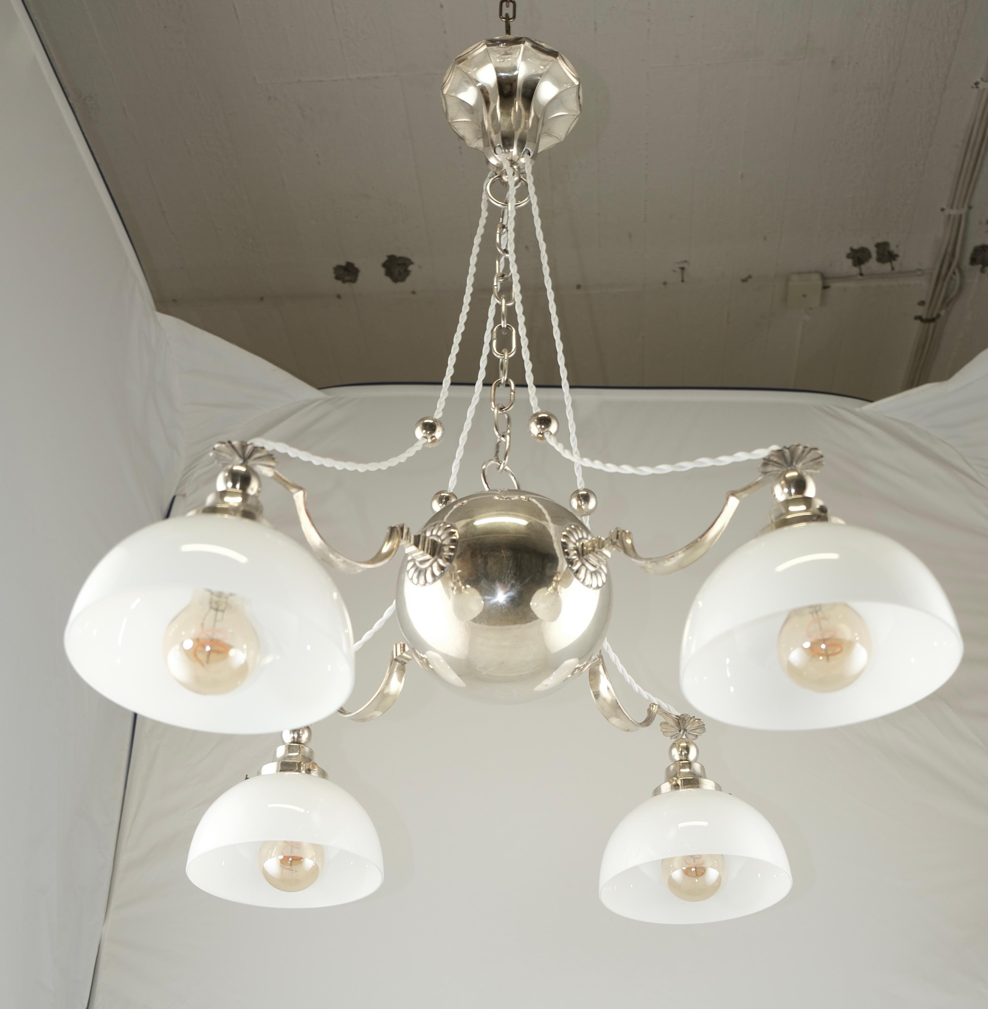 Swedish Silvered 4-Light Art Deco Lamp Made Around 1930 3
