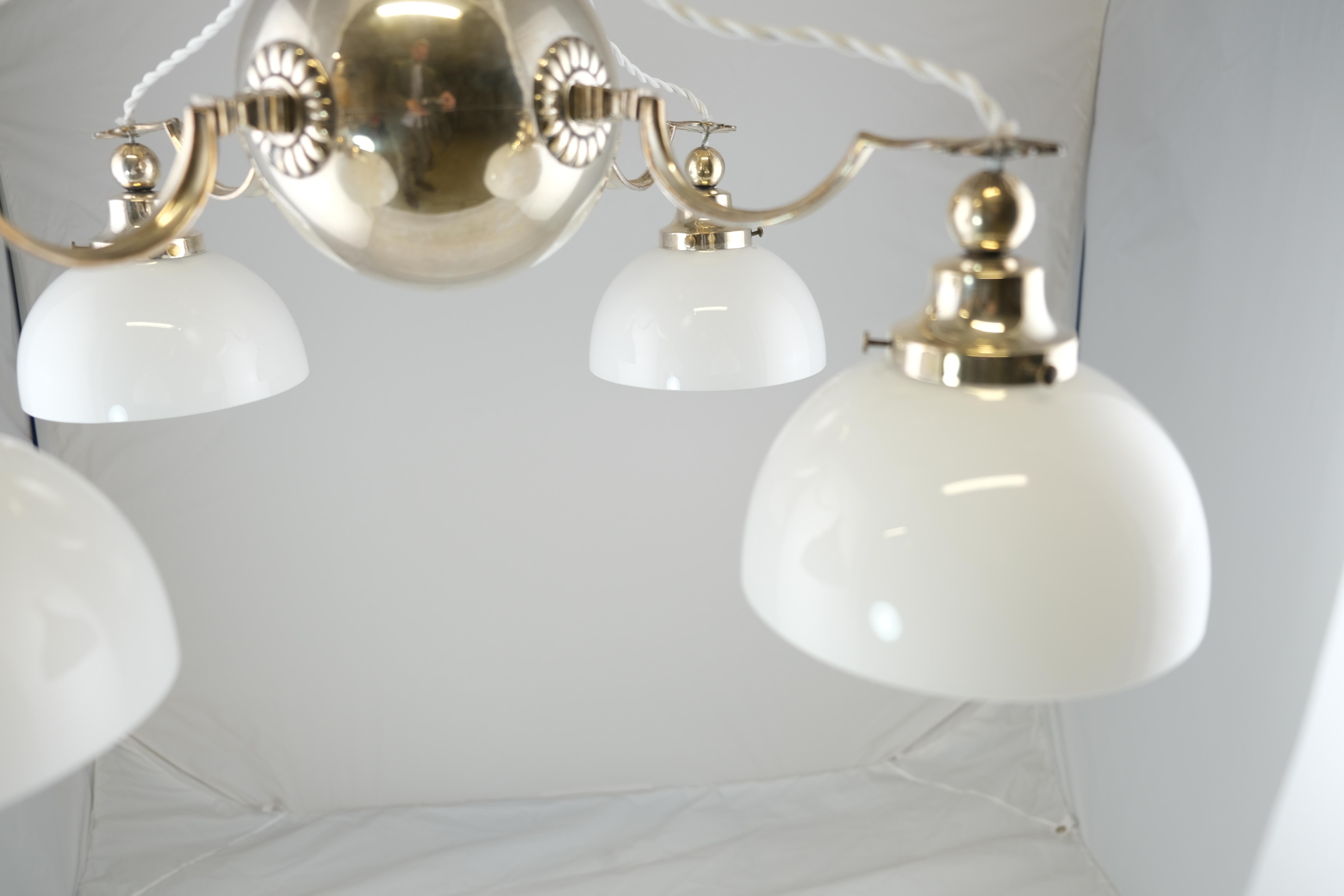 Swedish Silvered 4-Light Art Deco Lamp Made Around 1930 4