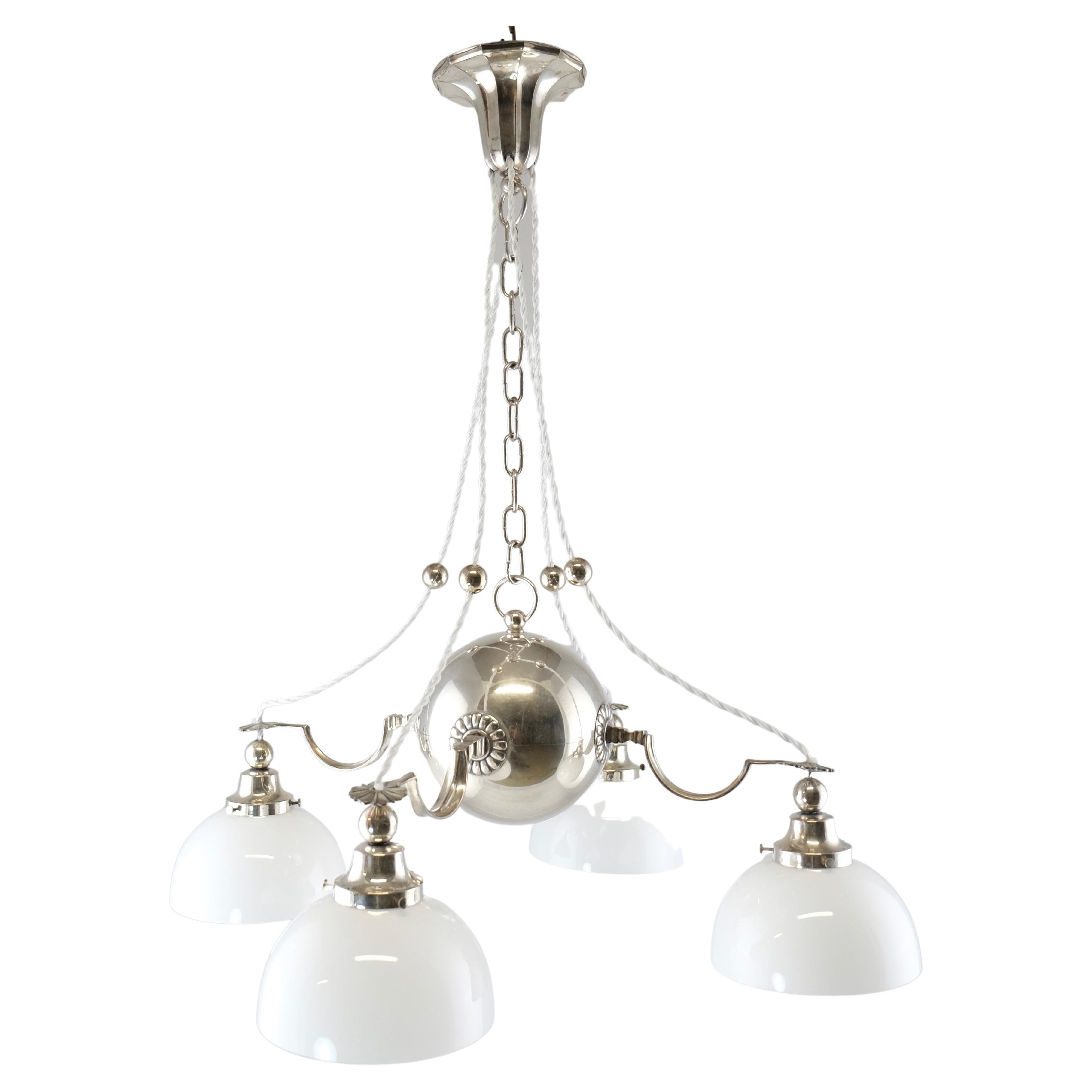 Swedish Silvered 4-Light Art Deco Lamp Made Around 1930