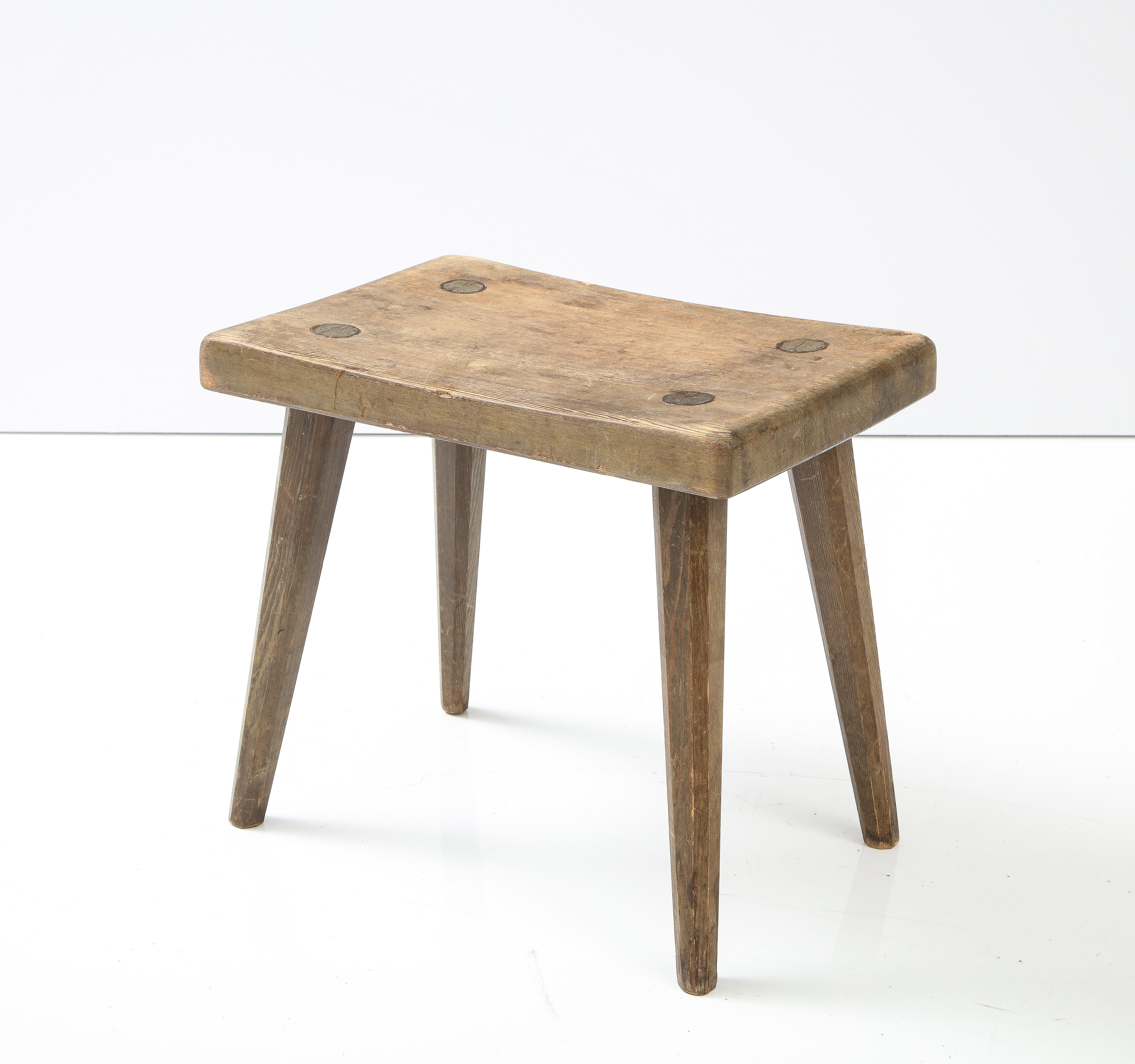 Swedish Solid Pine Stool, Ca 1940s In Good Condition In New York, NY