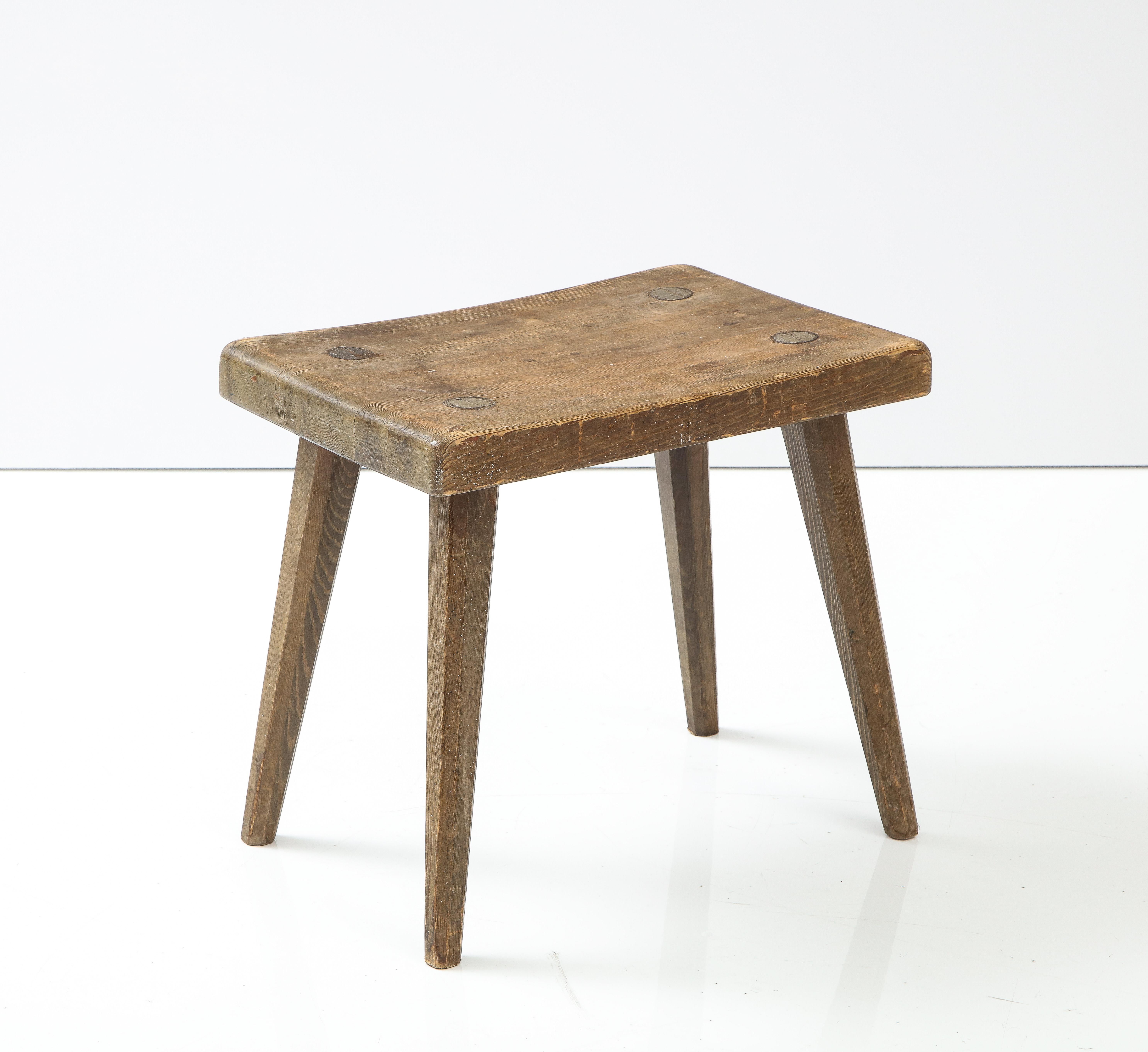 Swedish Solid Pine Stool, Ca 1940s 4