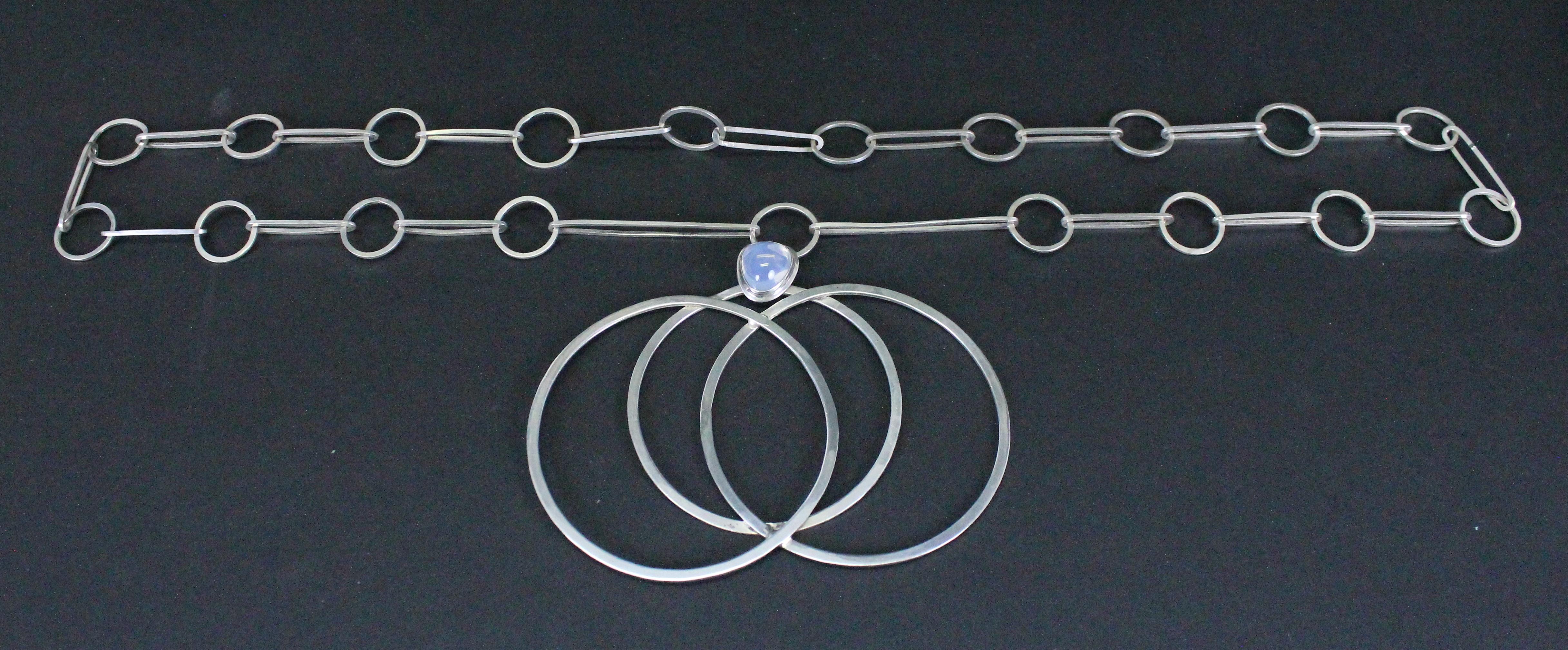 Modernist Swedish Sterling Silver Åke Bergman Stockholm 1963 Pendant Necklace For Sale