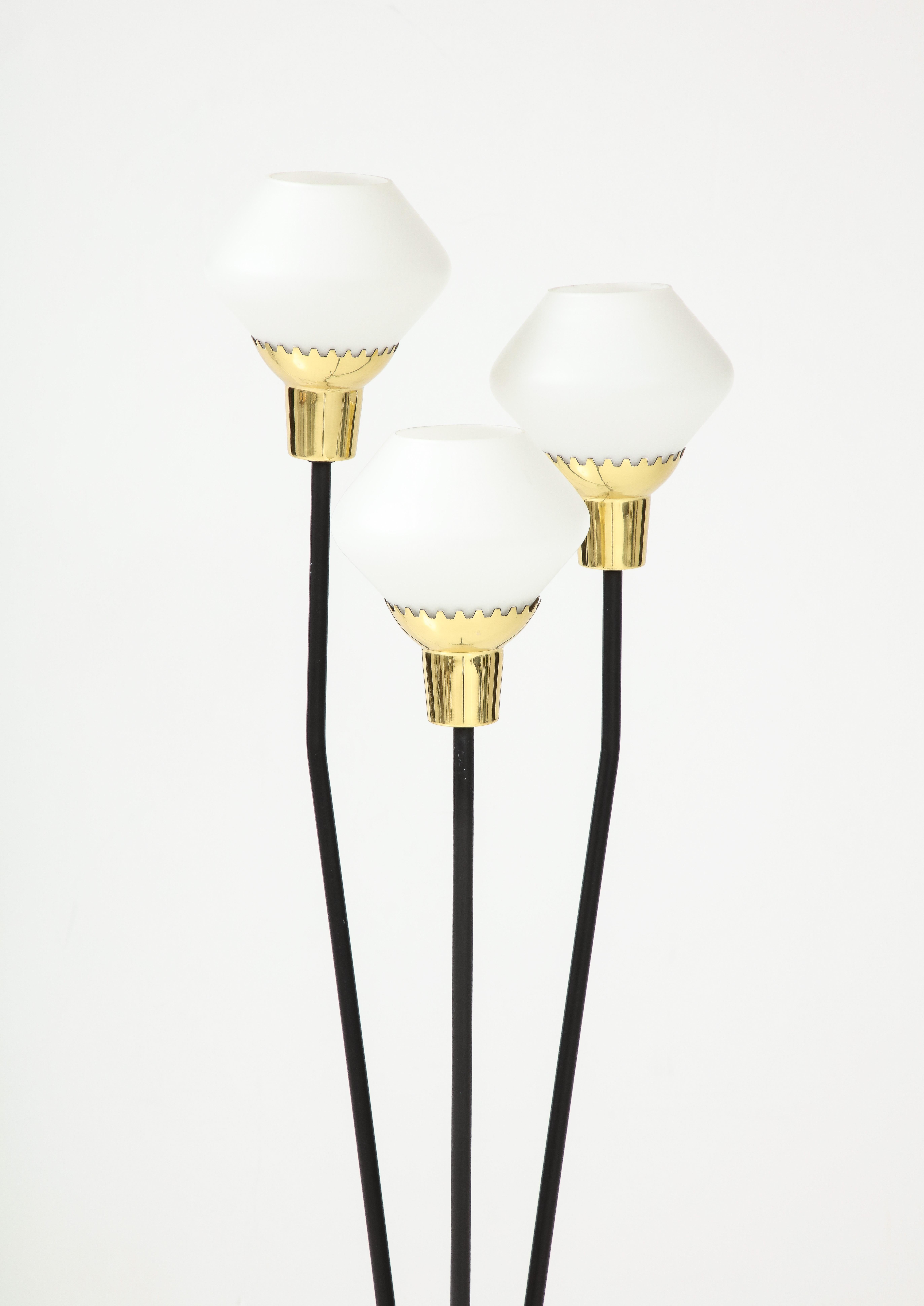 Swedish Three Branch Floor Lamp, circa 1940s In Good Condition For Sale In New York, NY