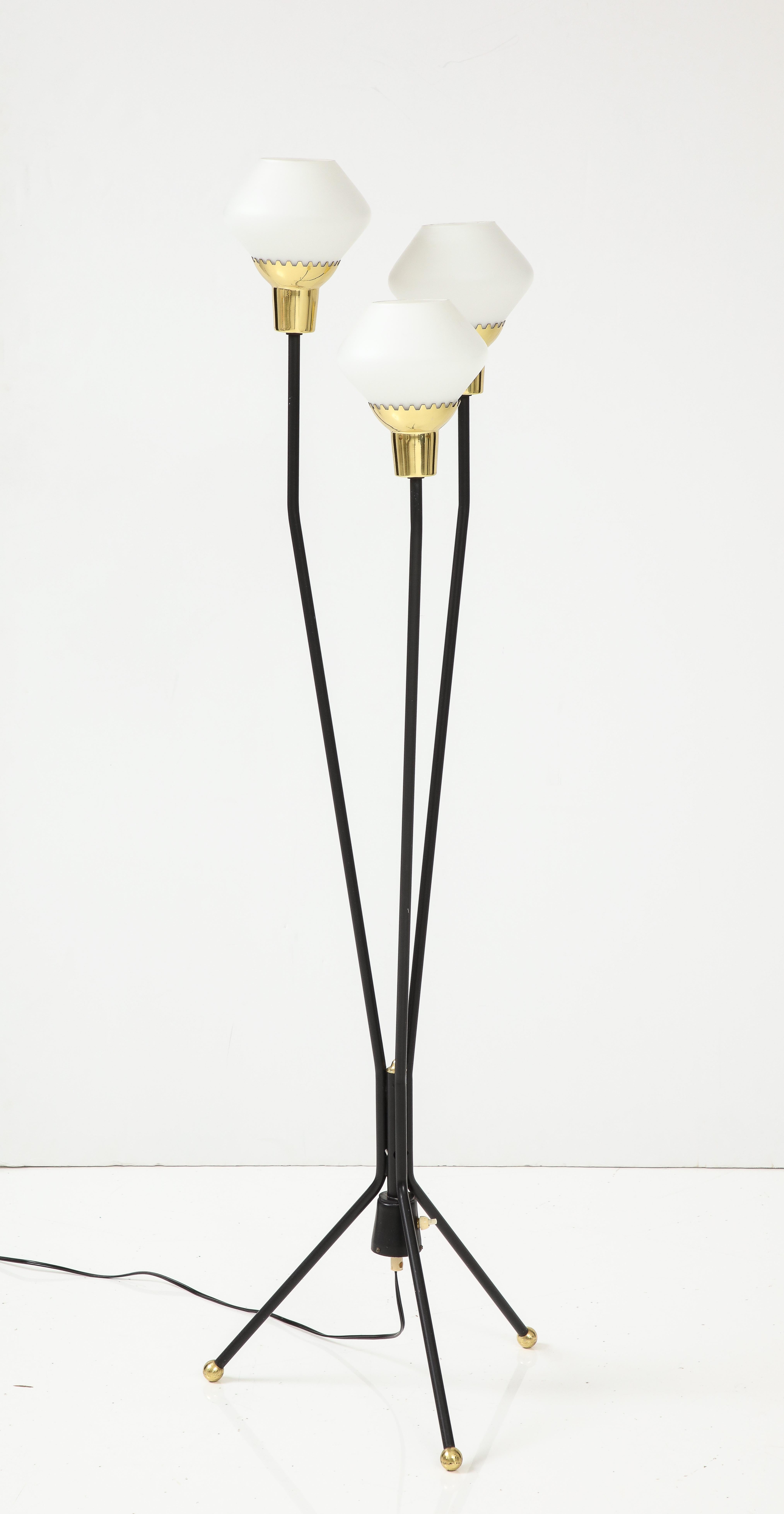 Mid-20th Century Swedish Three Branch Floor Lamp, circa 1940s For Sale