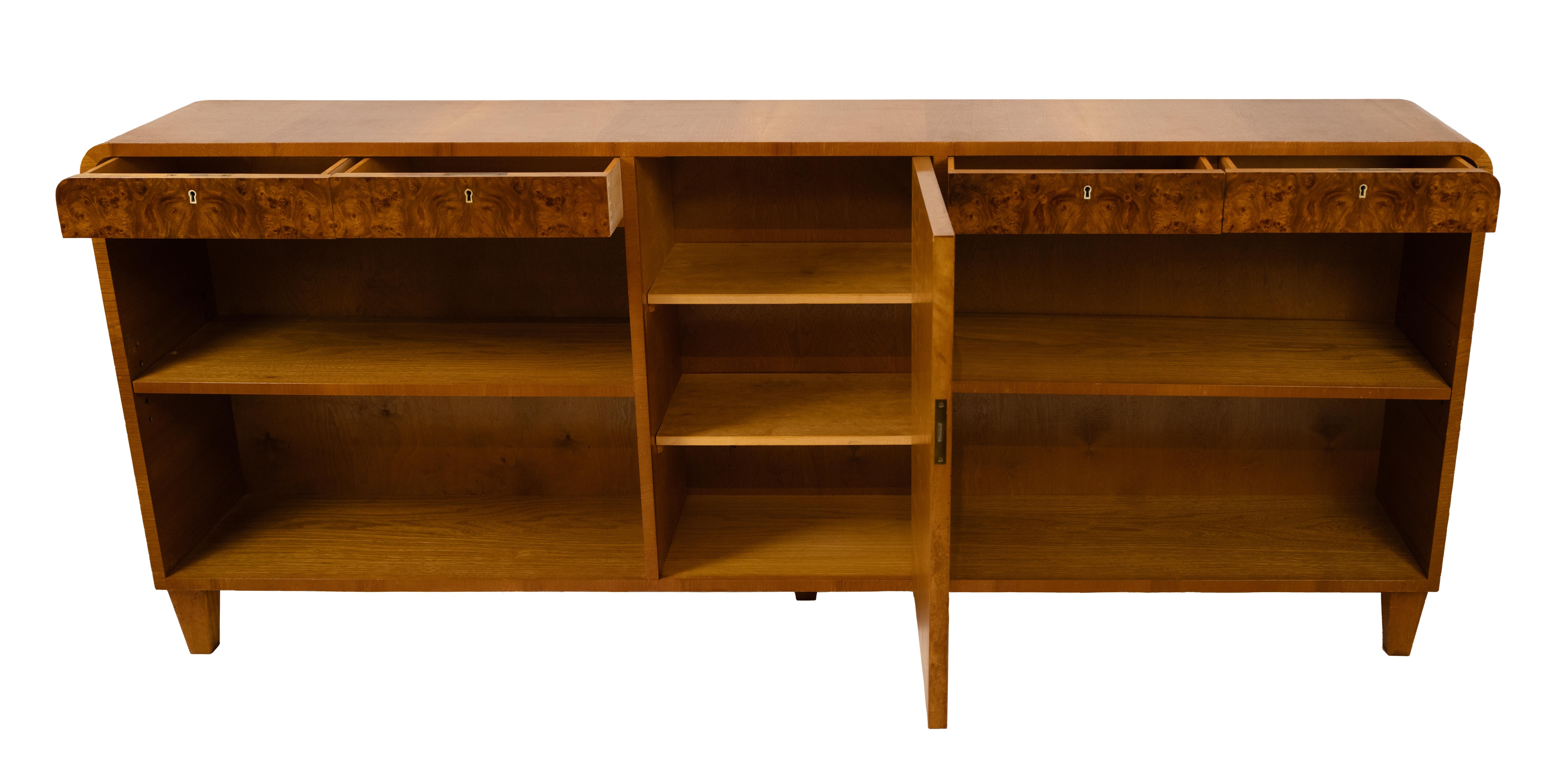 A Swedish Waterfall Edge Low Cabinet In Good Condition For Sale In New York, NY