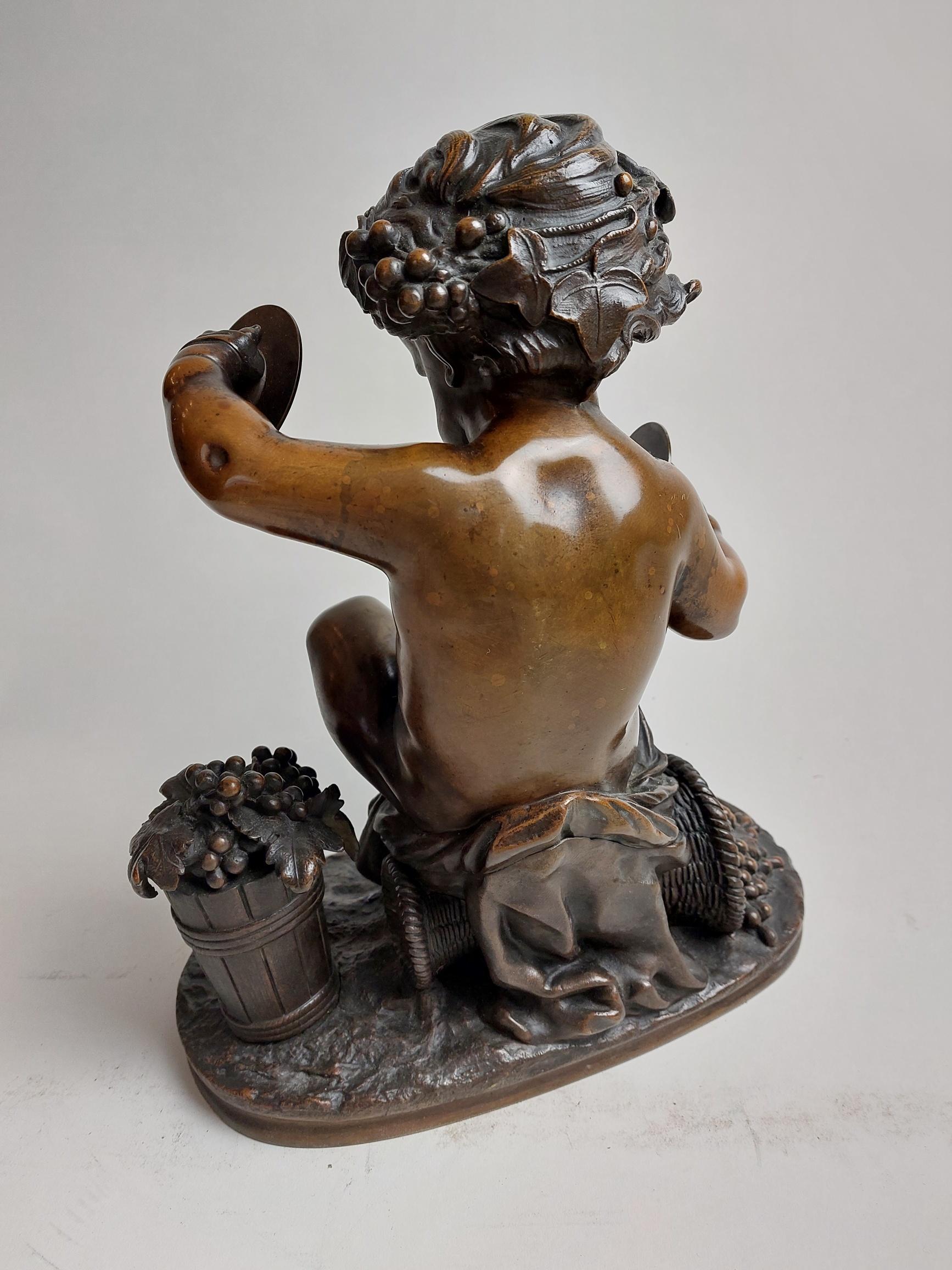 Regency Revival Sweet 19th Century Bronze of a Seated Cherub 'Putto' For Sale