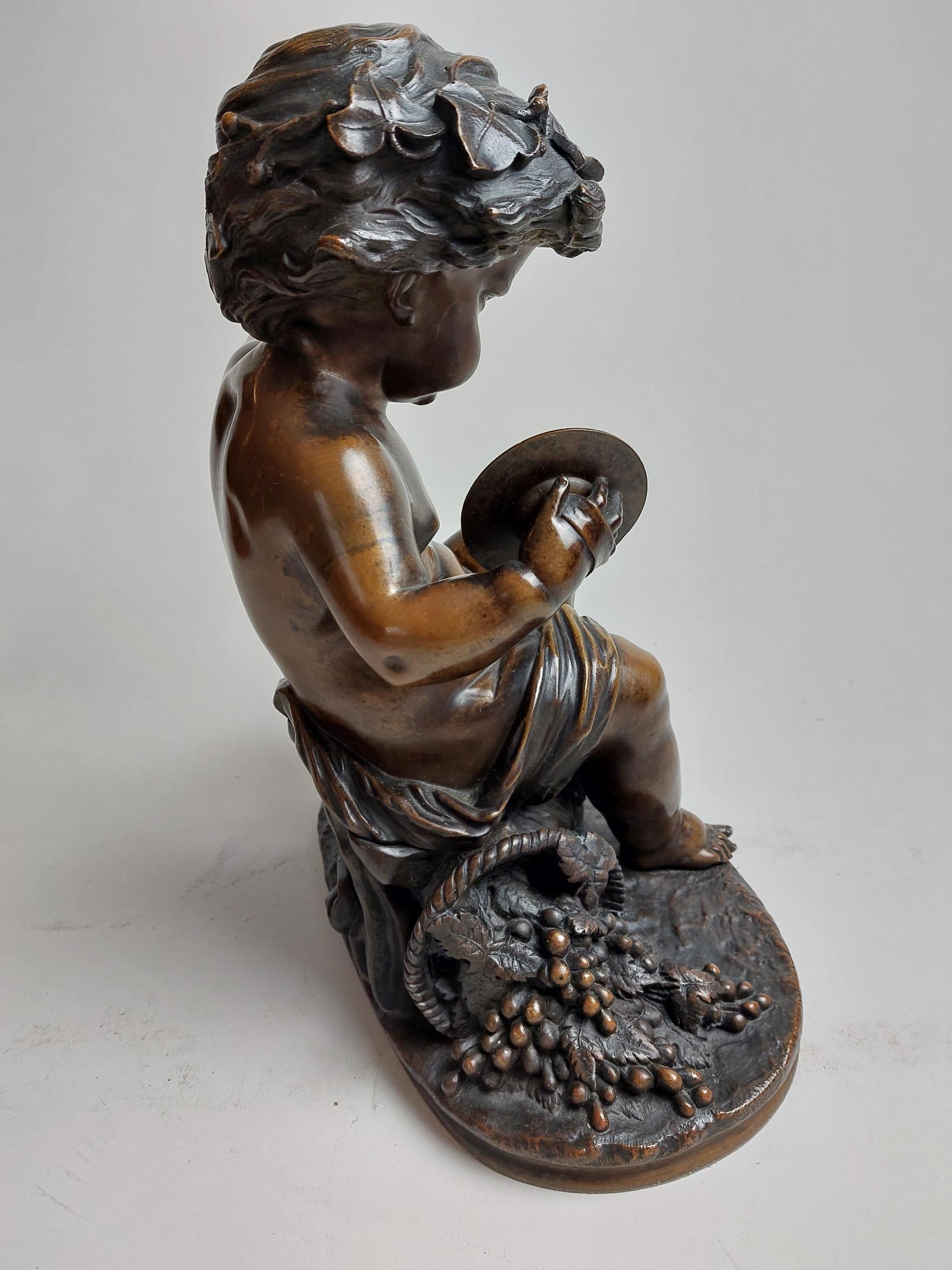 French Sweet 19th Century Bronze of a Seated Cherub 'Putto' For Sale
