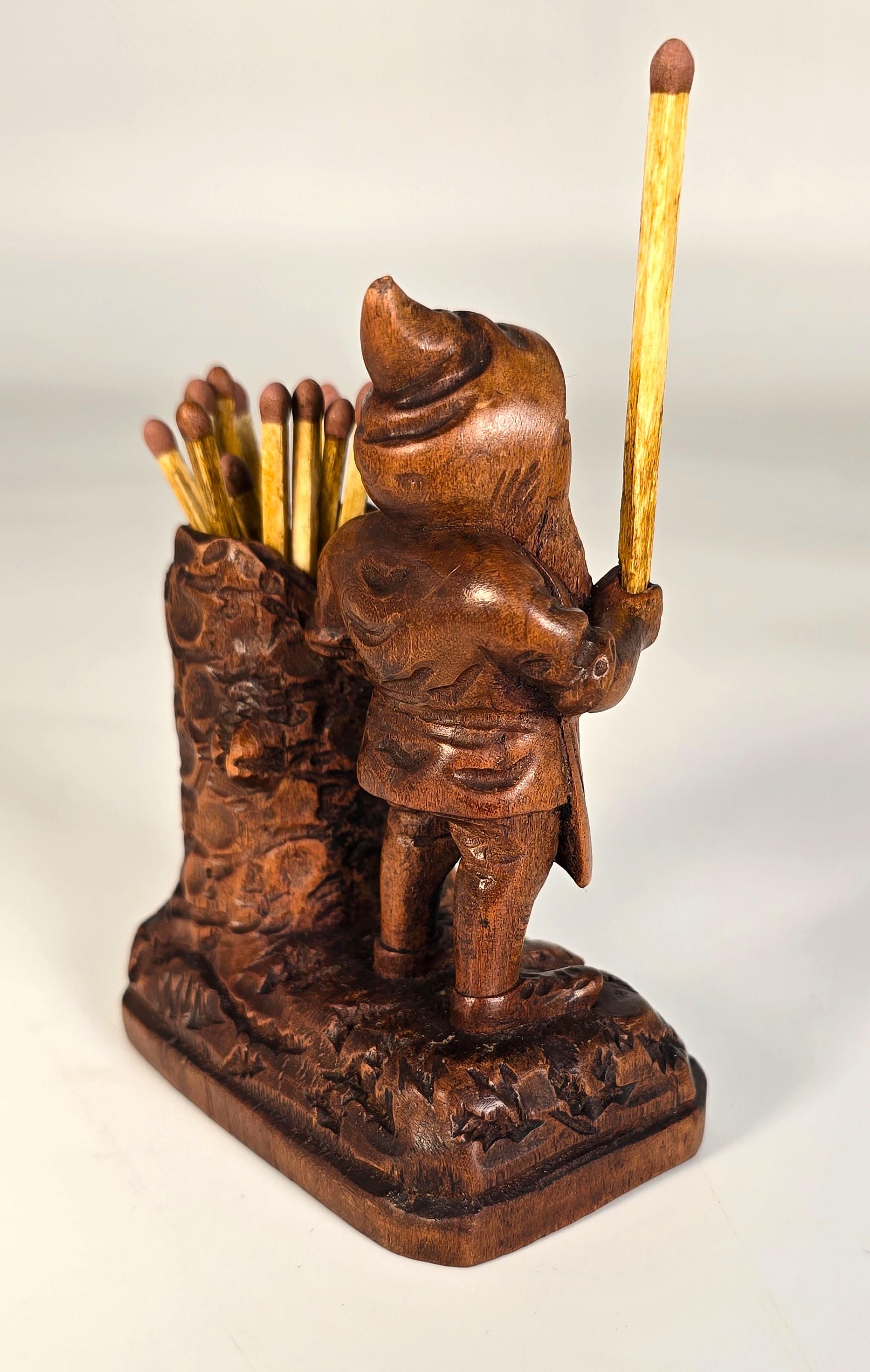A Swiss Black Forest gnome matchstick holder/striker made in 1916 Bon état - En vente à Central England, GB