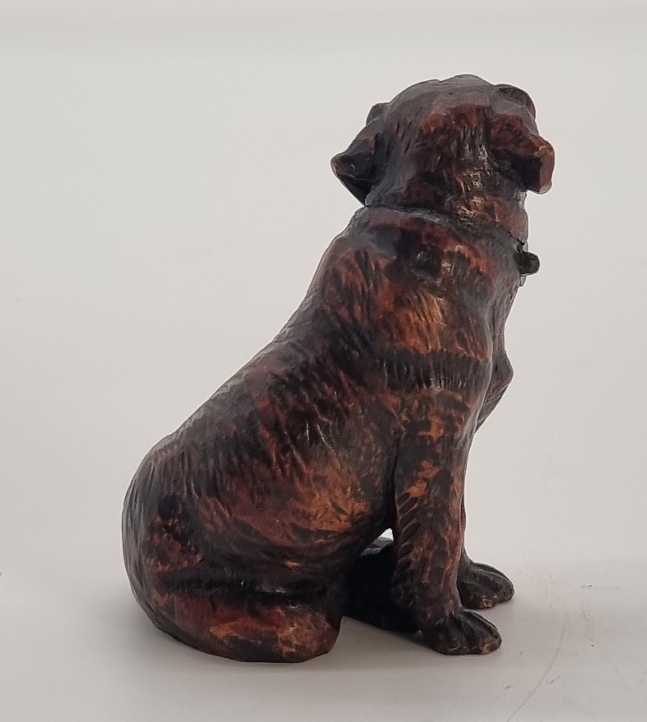 Carved A Swiss Black Forest hand carved wood study of a St Bernard Mountain rescue dog For Sale