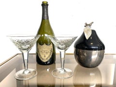 Swiss Chromed and Black Pear Shaped Ice Bucket by Freddotherm with Leaf Handle
