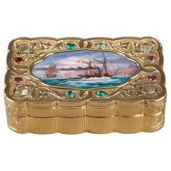 Antique Swiss Enamelled Gold Snuff-Box for the Oriental Market, circa 1820-1830