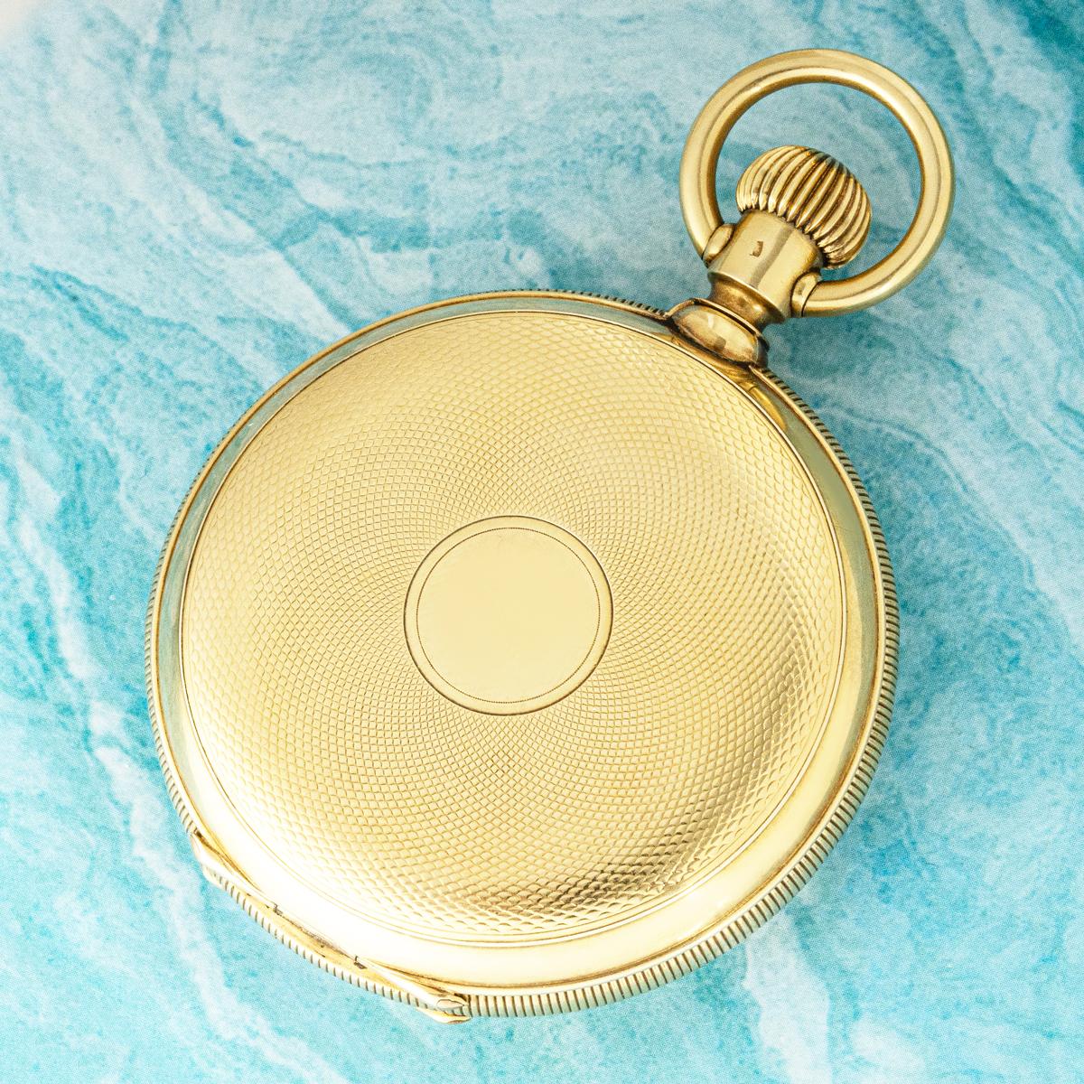 Reloj de bolsillo suizo Detente Full Hunter de oro pivotante C1890 en venta 4