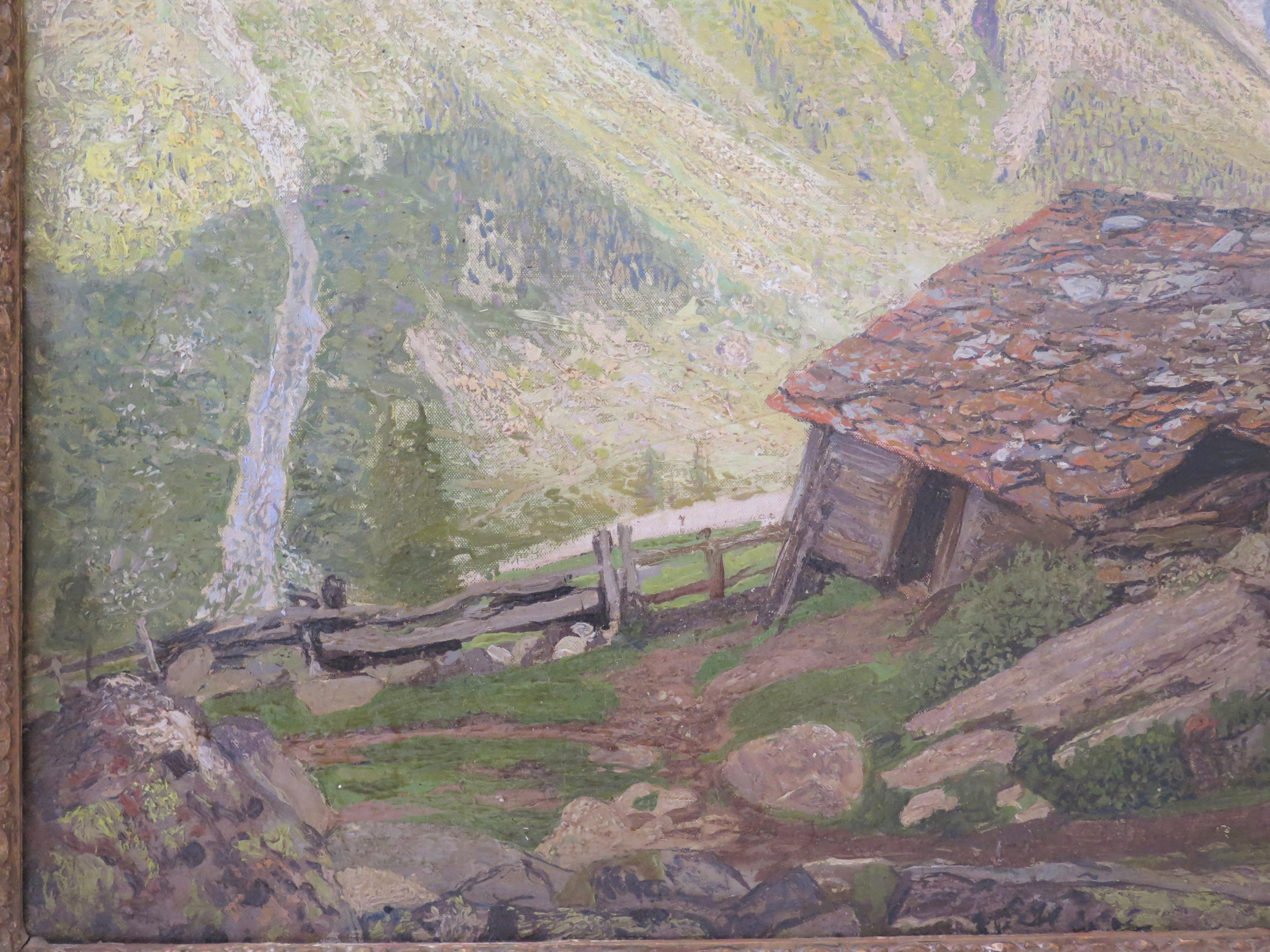A Swiss Mountain Landscape by Sydney Lee (English, 1866-1949) In Good Condition For Sale In Dallas, TX