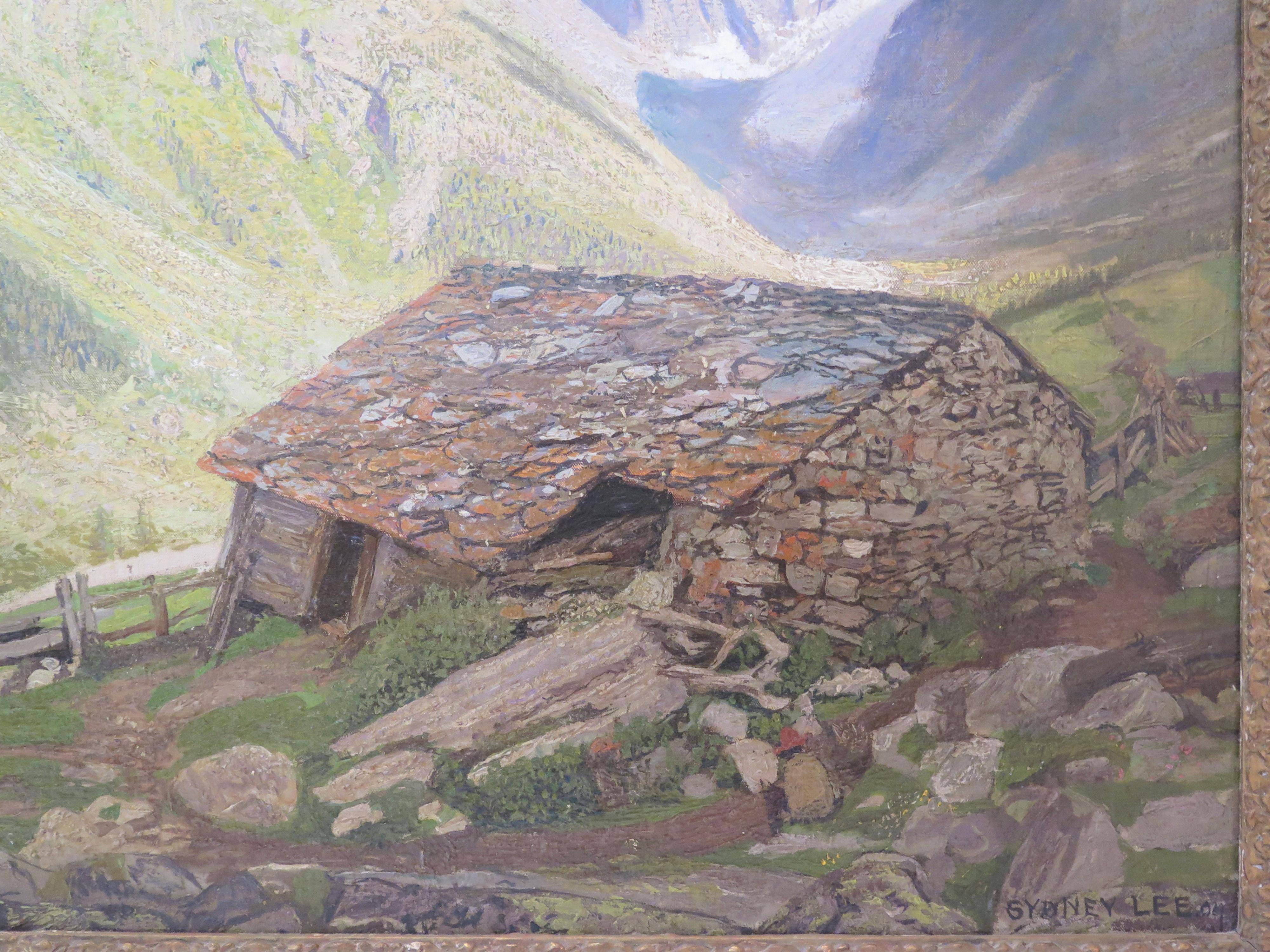 A Swiss Mountain Landscape by Sydney Lee (English, 1866-1949) For Sale 1