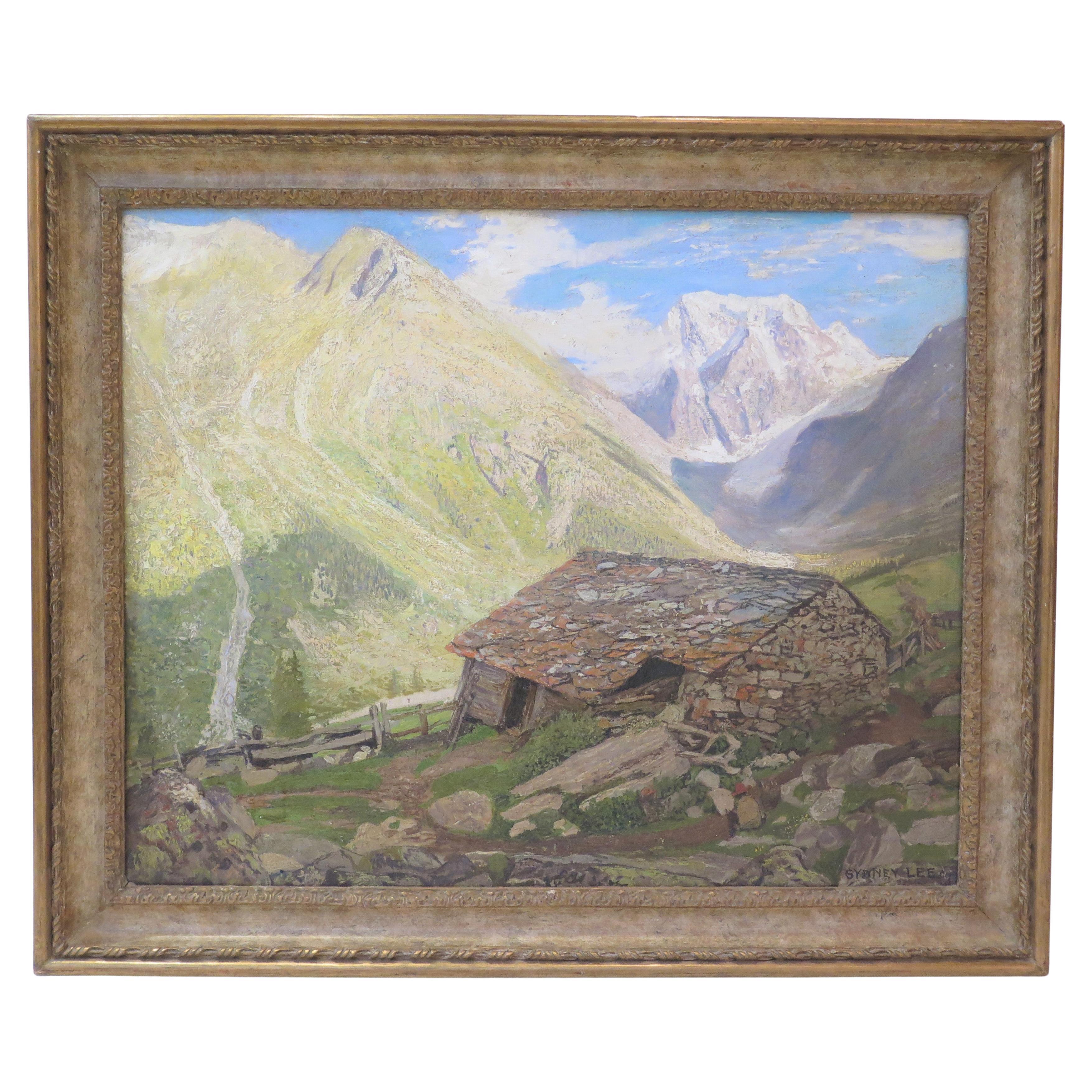 Un paisaje montañoso suizo de Sydney Lee (inglés, 1866-1949)