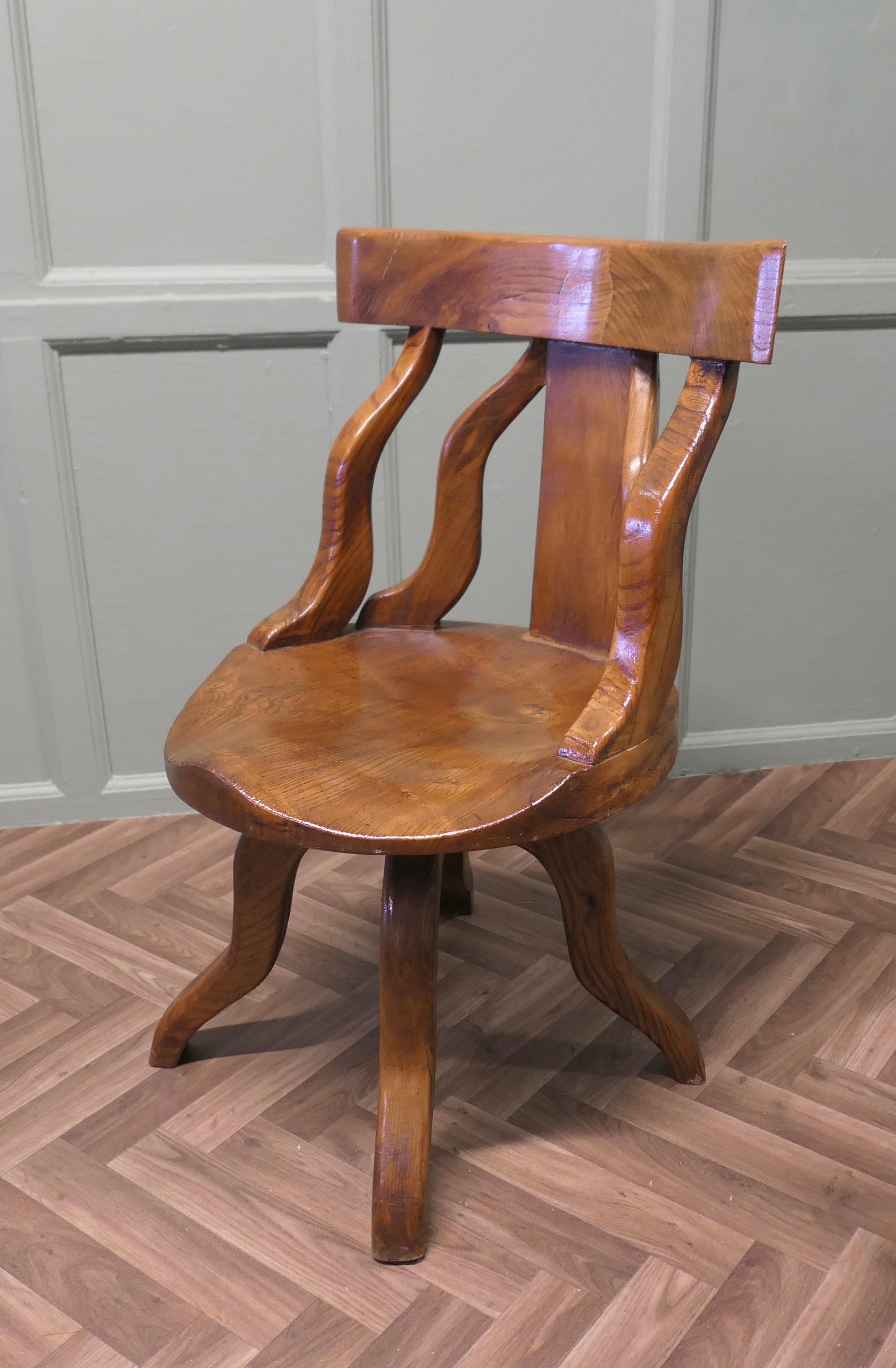 Country A Swivelling Elm Office Chair or Desk Chair   T For Sale