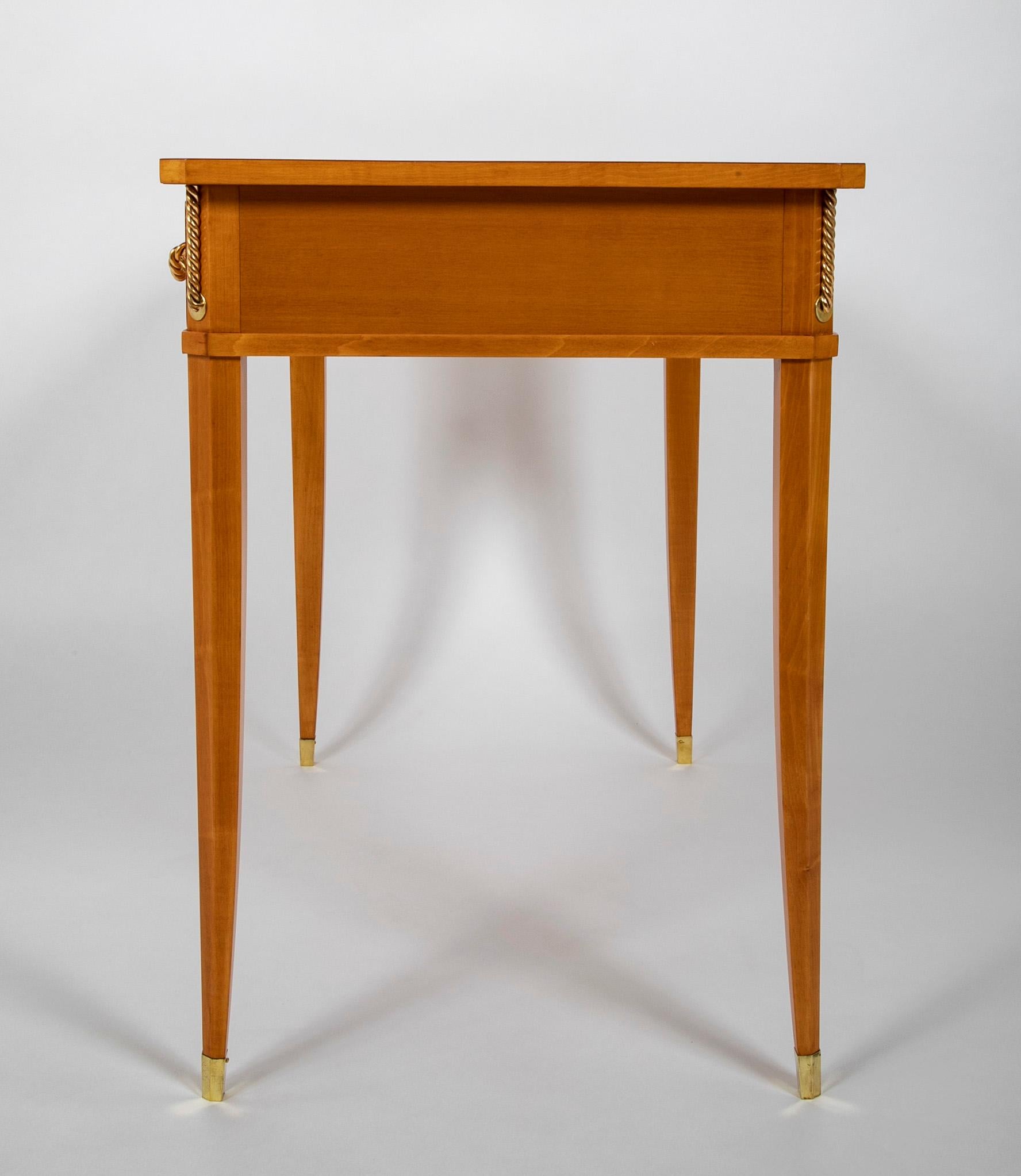 Sycamore Desk by Raphael Raffel with Gilt Bronze Rope Mounts For Sale 4