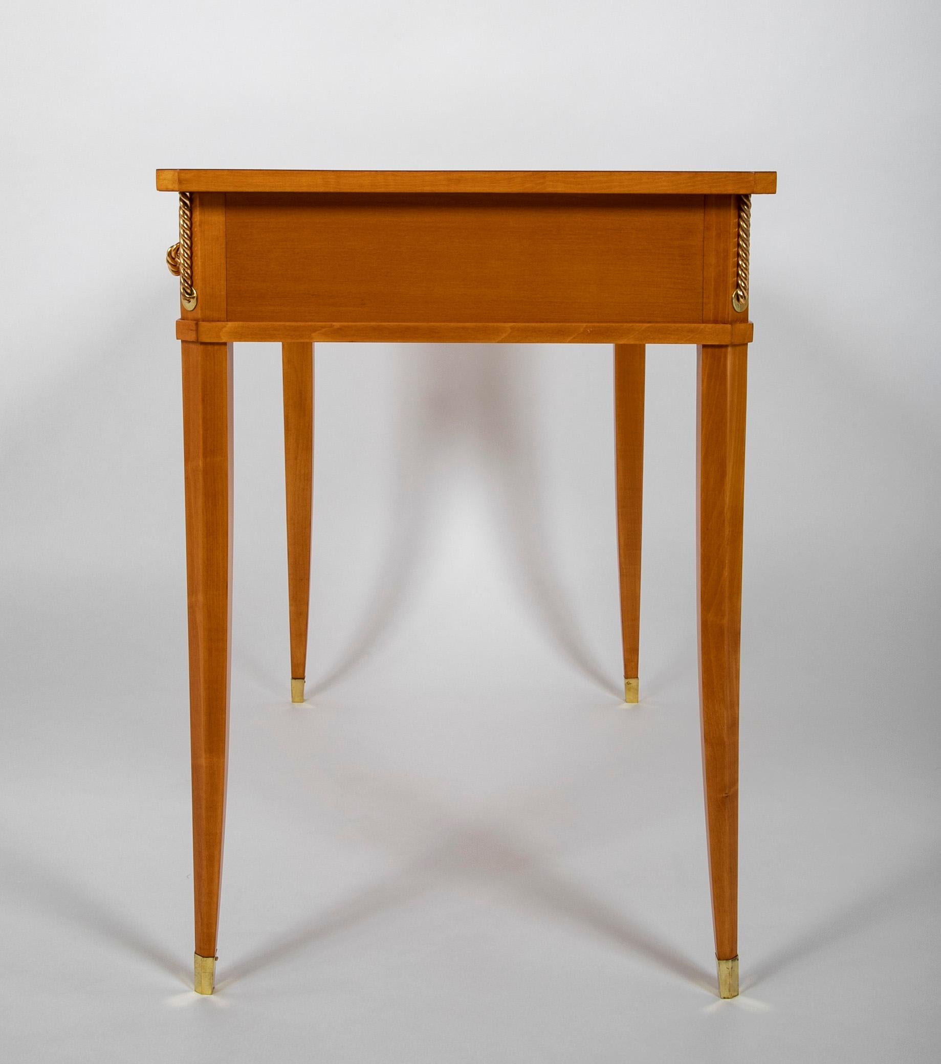 Sycamore Desk by Raphael Raffel with Gilt Bronze Rope Mounts For Sale 5