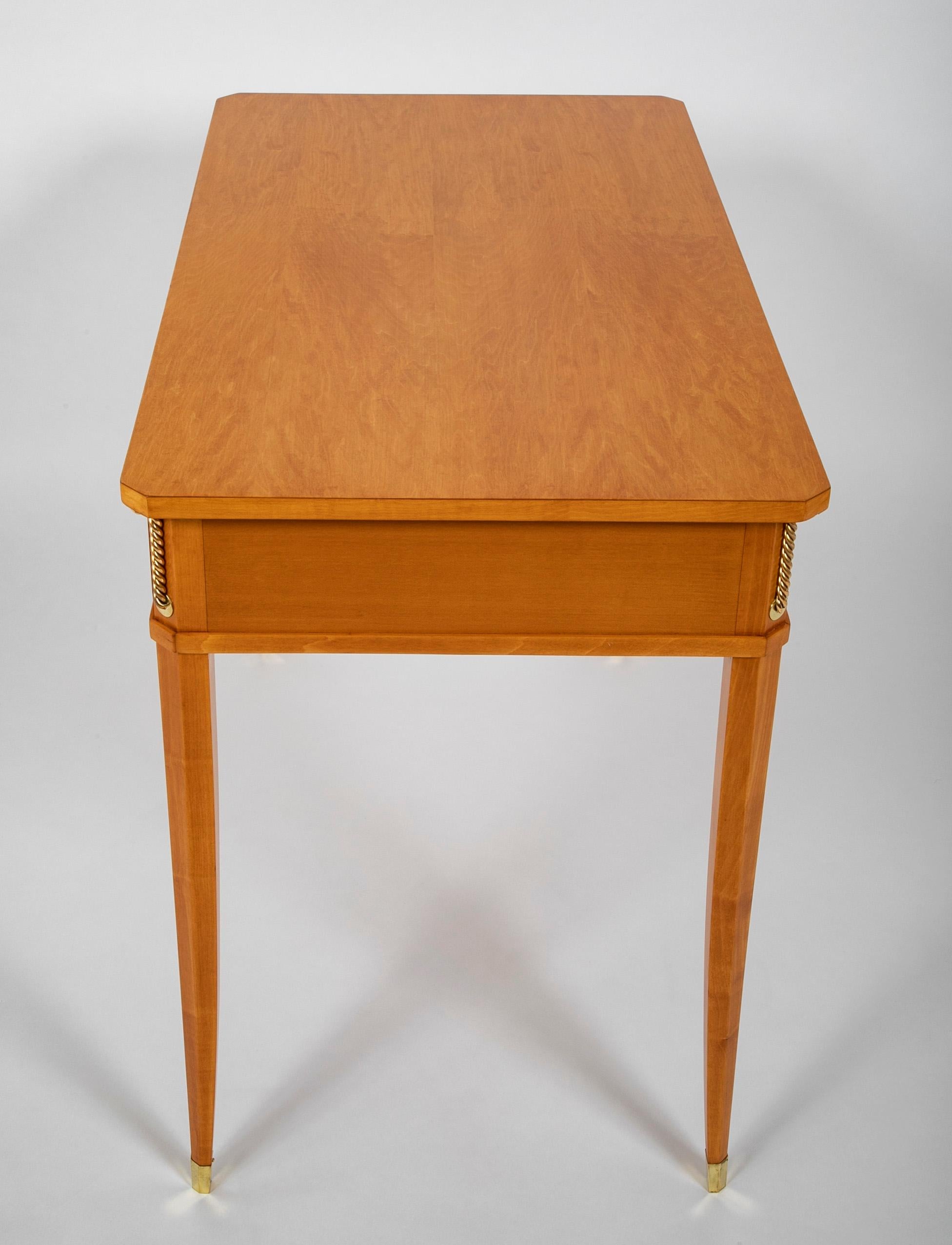 Sycamore Desk by Raphael Raffel with Gilt Bronze Rope Mounts For Sale 6