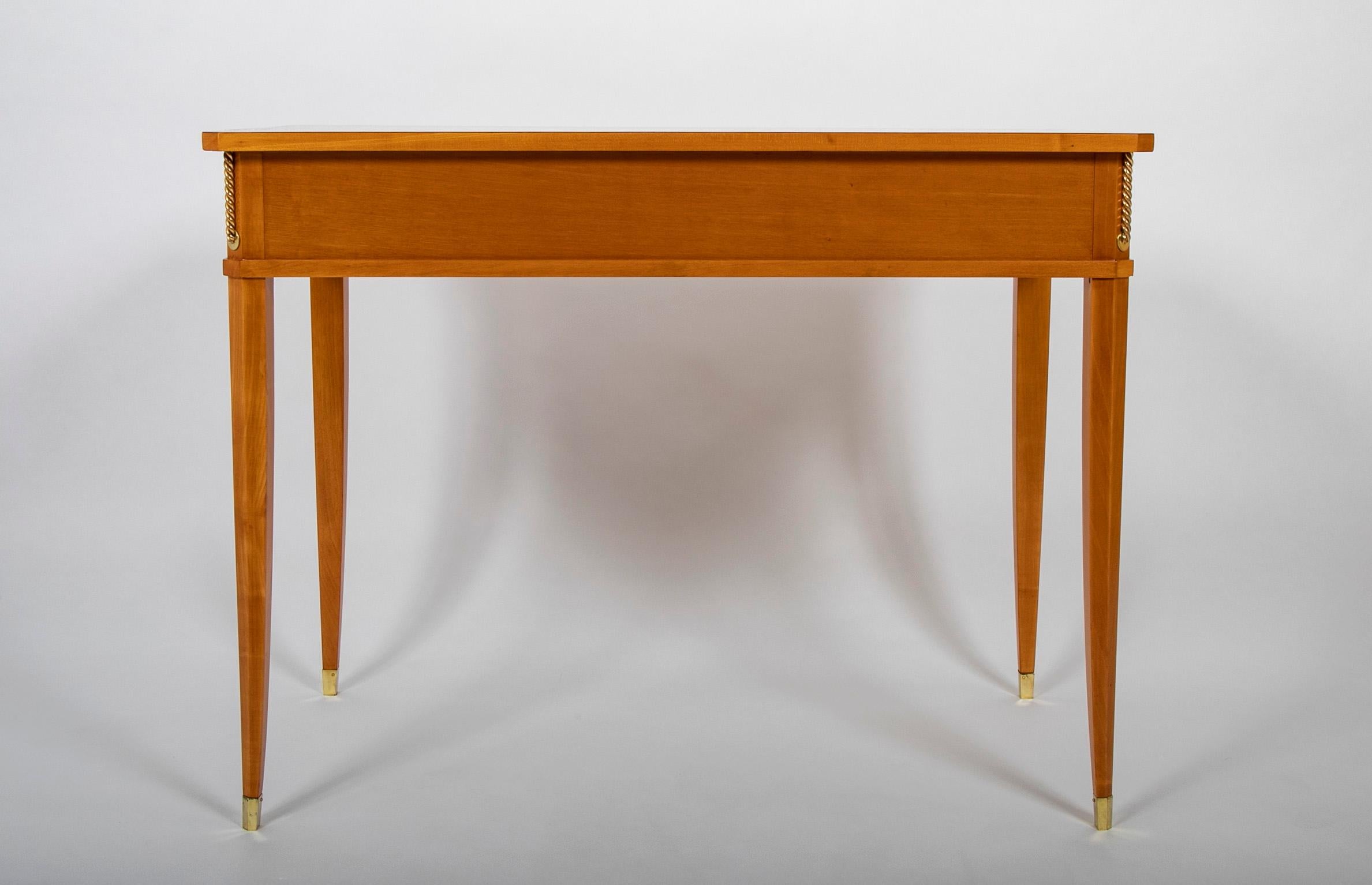 Sycamore Desk by Raphael Raffel with Gilt Bronze Rope Mounts For Sale 7