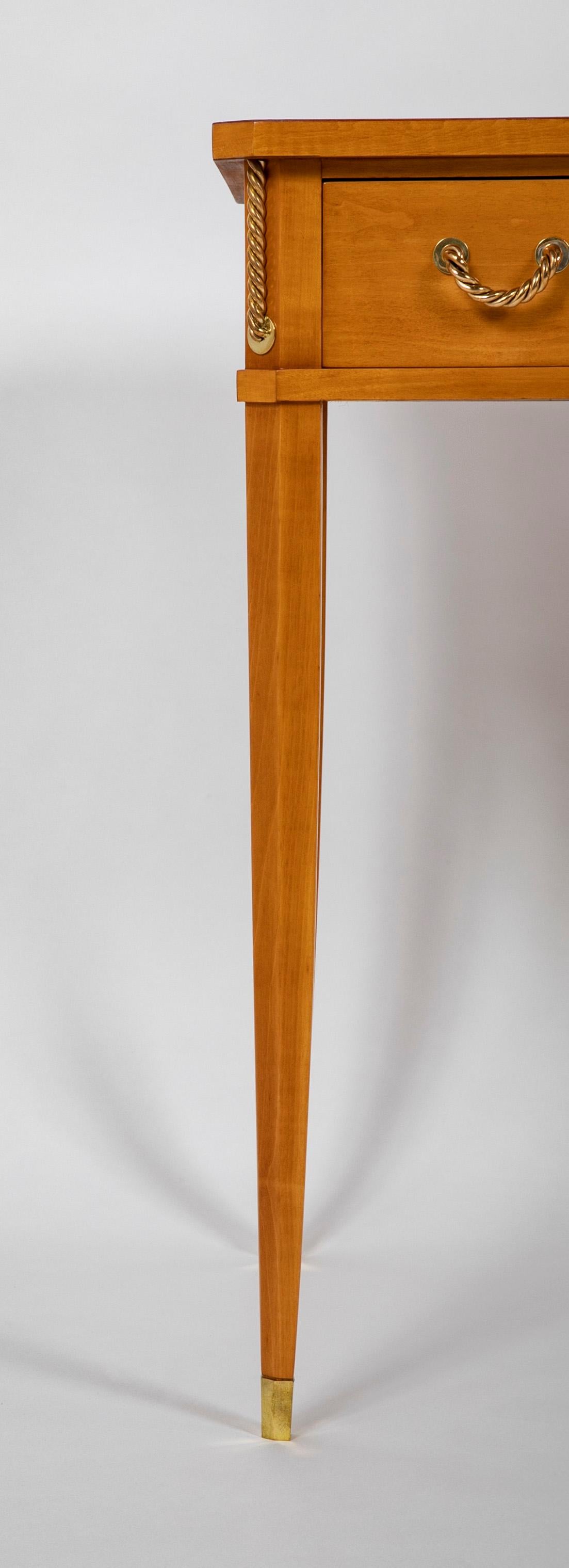 Bureau en sycomore de Raphael Raffel avec montures en corde en bronze doré Bon état - En vente à Stamford, CT