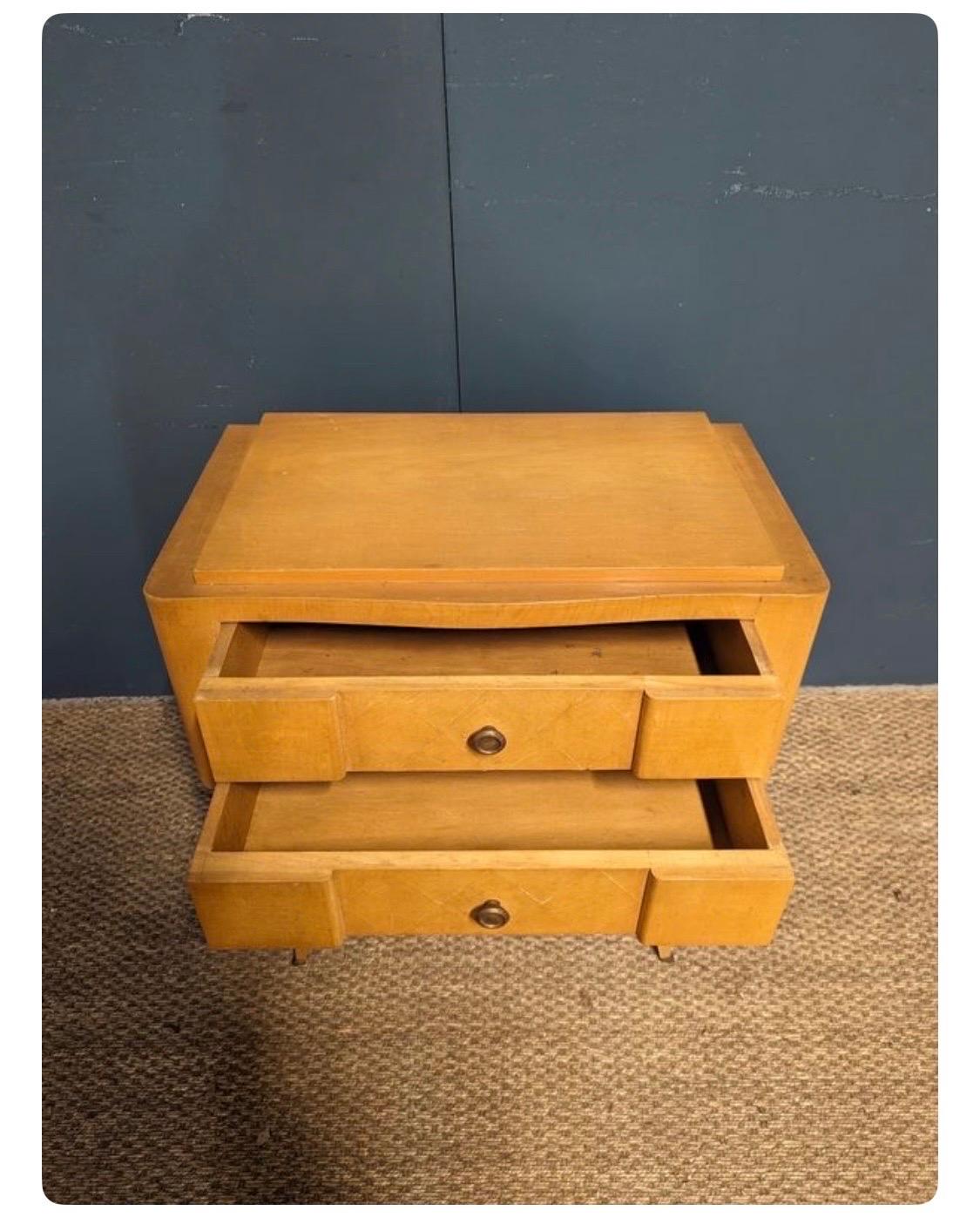 French A sycamore night stand in the style of André Arbus For Sale