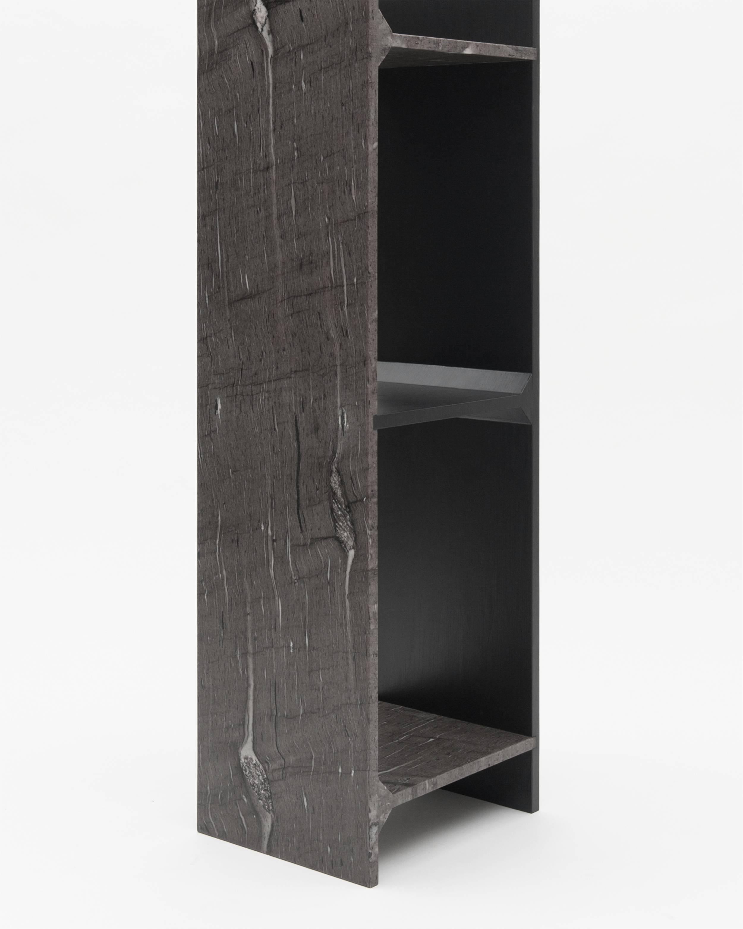 A-symmetry, a brown marble shelf by Frederic Saulou
Frederic Saulou.
Materials: Marble granite, massif oak stained.
Dimensions: 130 x 40 x 34 cm.
Edition of 8.
Signed and numbered.

