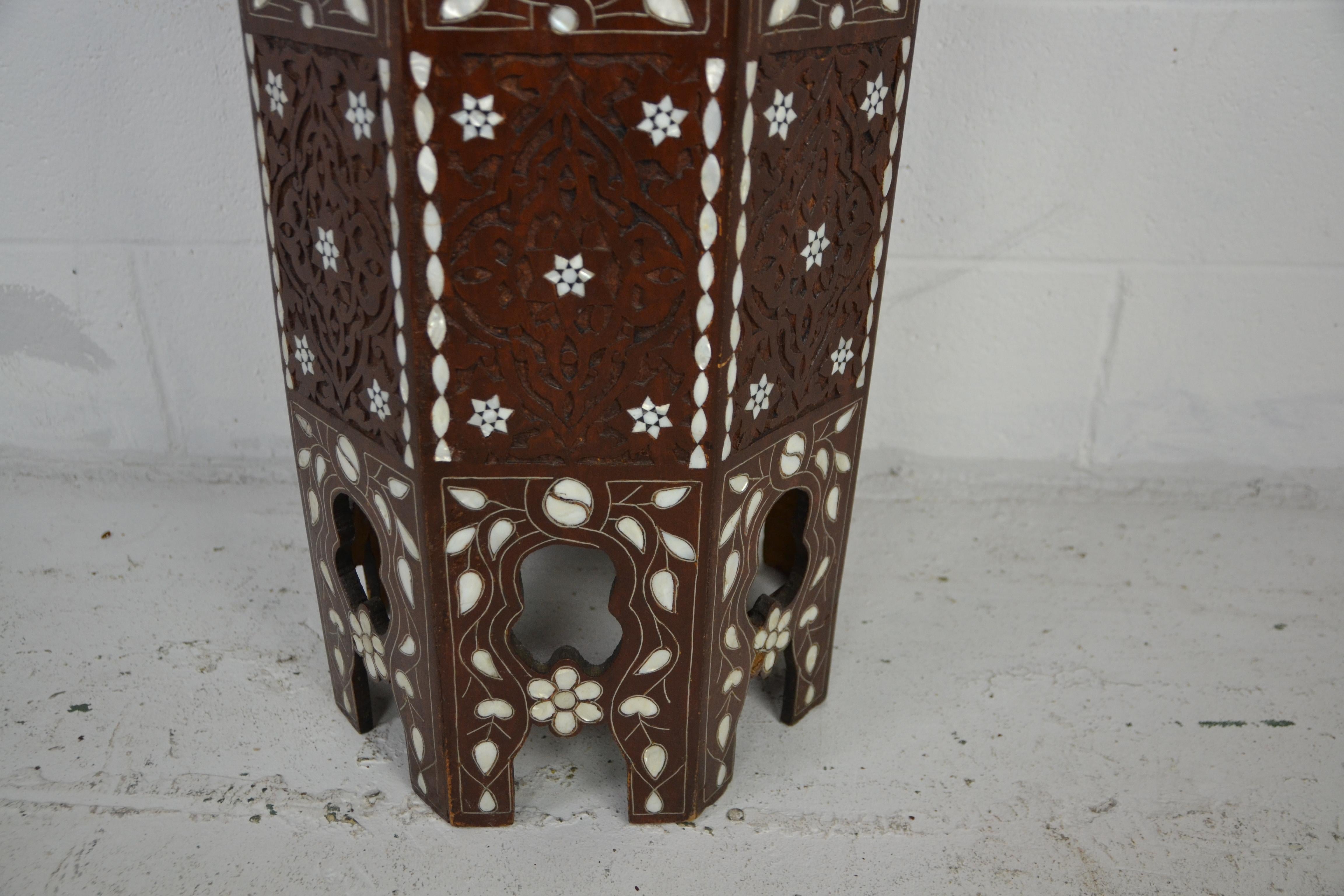 Mid-20th Century Syrian End Table with Mother of Pearl Inlays