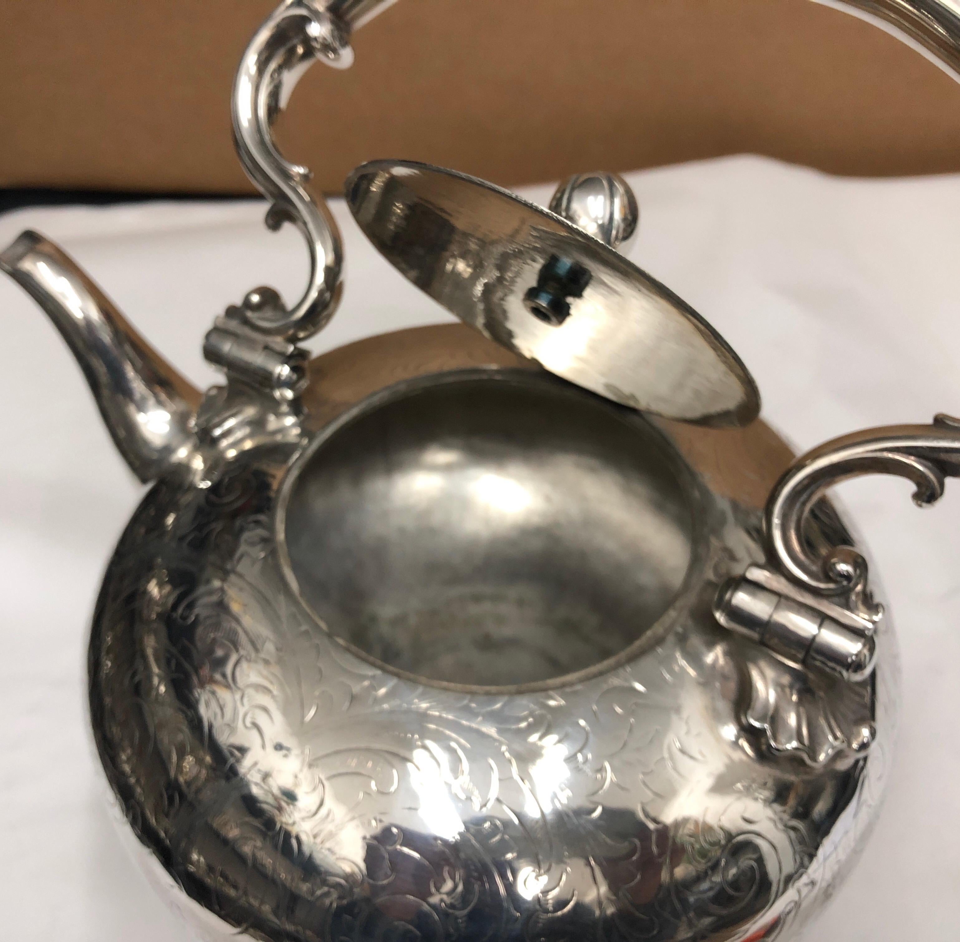A T. Elkington & Co. Victorian Silver Plated English Kettle, circa 1870 7