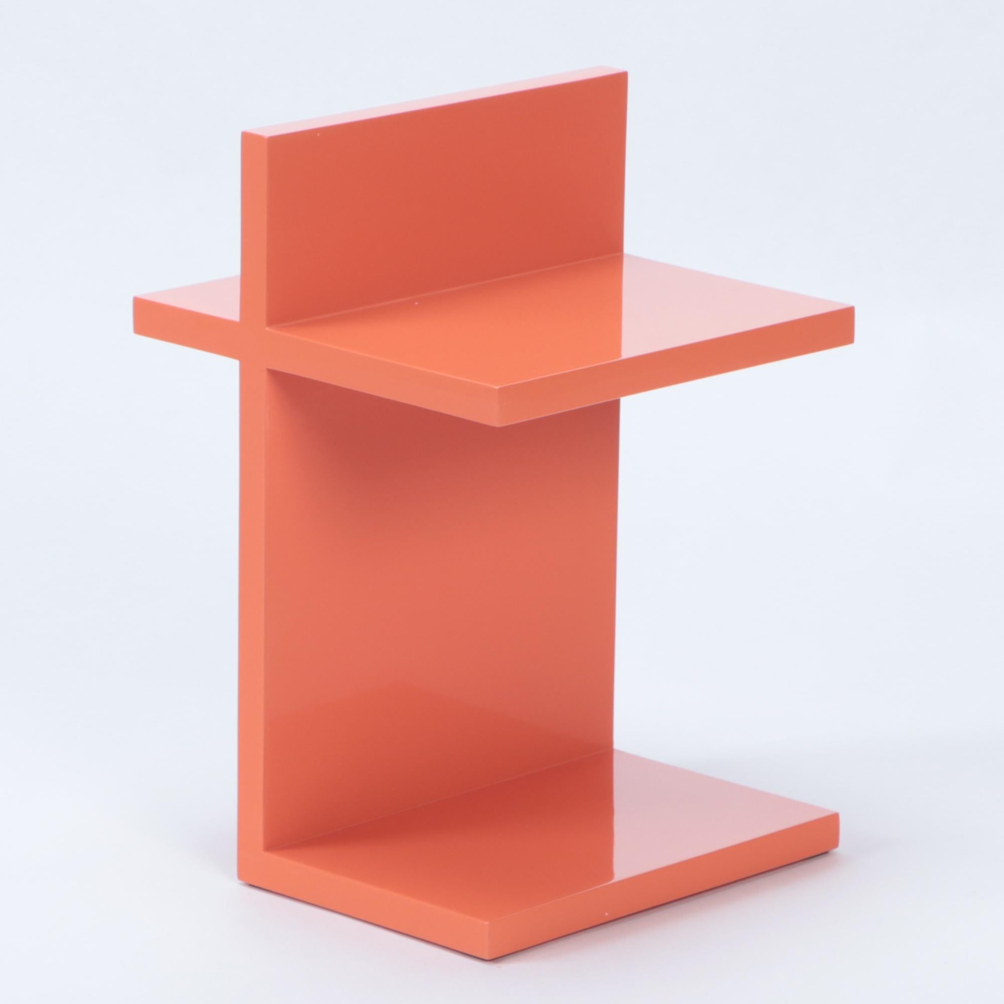 Designed by Maximilian Eicke for his brand Max ID NY.

These minimalistic side tables are made from Solid teak with high gloss lacquered Orange finish.

Designed as part of its original collection in 2010, the designer being a tea lover (not a
