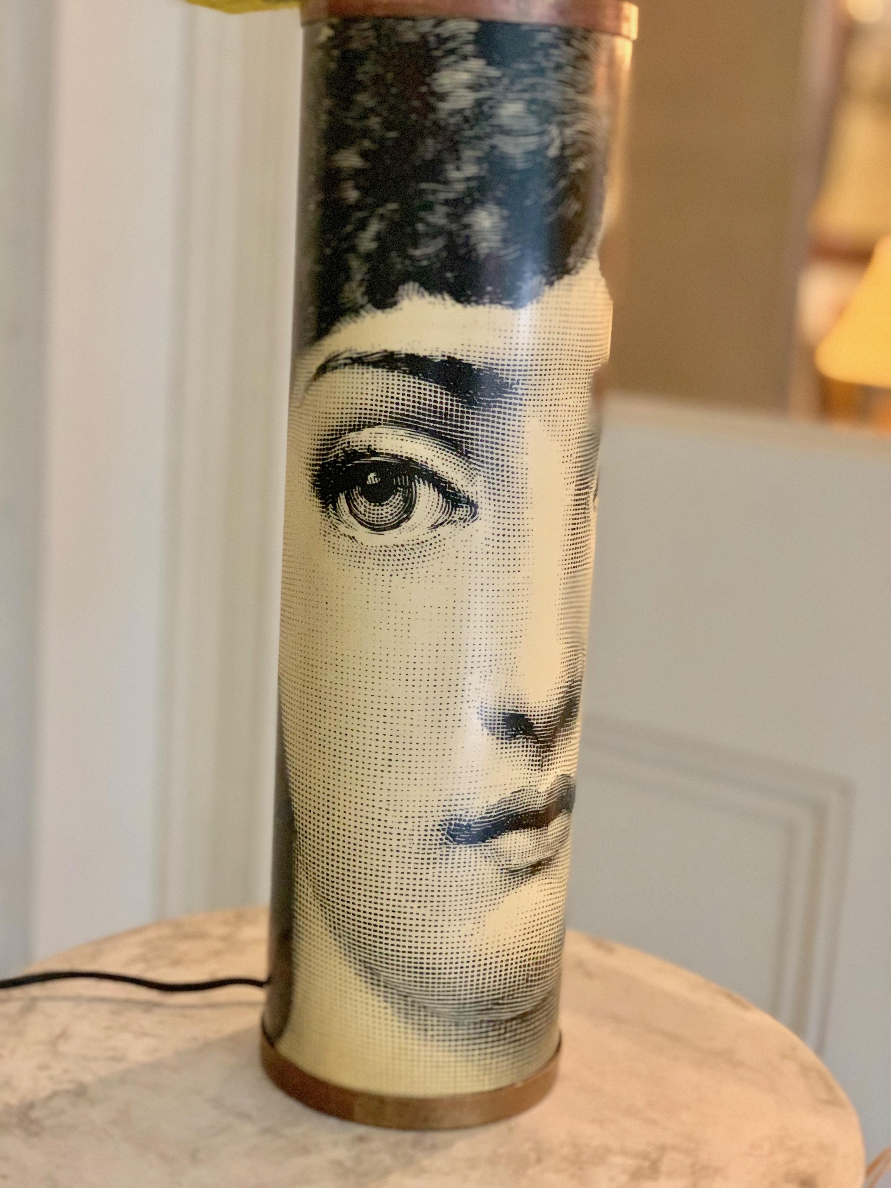 French Fornasetti Table Lamp Featuring Lina Cavalieri