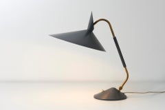 Table Lamp in Brass with Grey Lamp Shade in the Style of S.A. Holm Sørensen