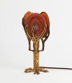 Lampe de table en bronze et agate dans le style de Richard Faure