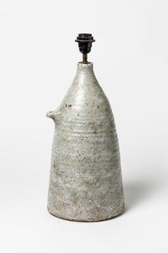 Table Lamp with White and Grey Glazes Decoration, by Jean-Pierre Viot, 1967