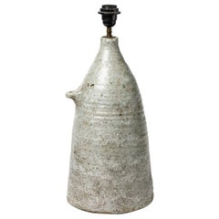 Table Lamp with White and Grey Glazes Decoration, by Jean-Pierre Viot, 1967