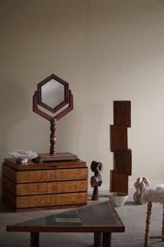 Specchio da tavolo in pino di un ebanista svedese, arte popolare, inizio XX secolo