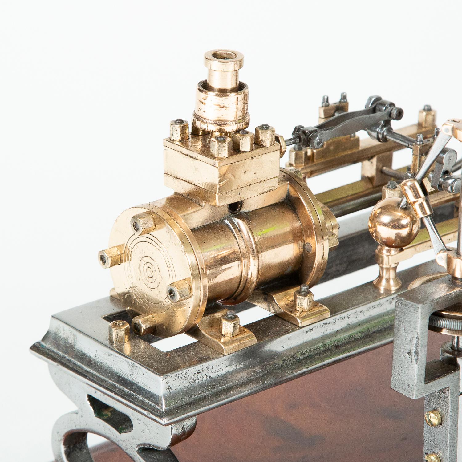 Brass Tabletop Model of a Single Cylinder Steam Engine