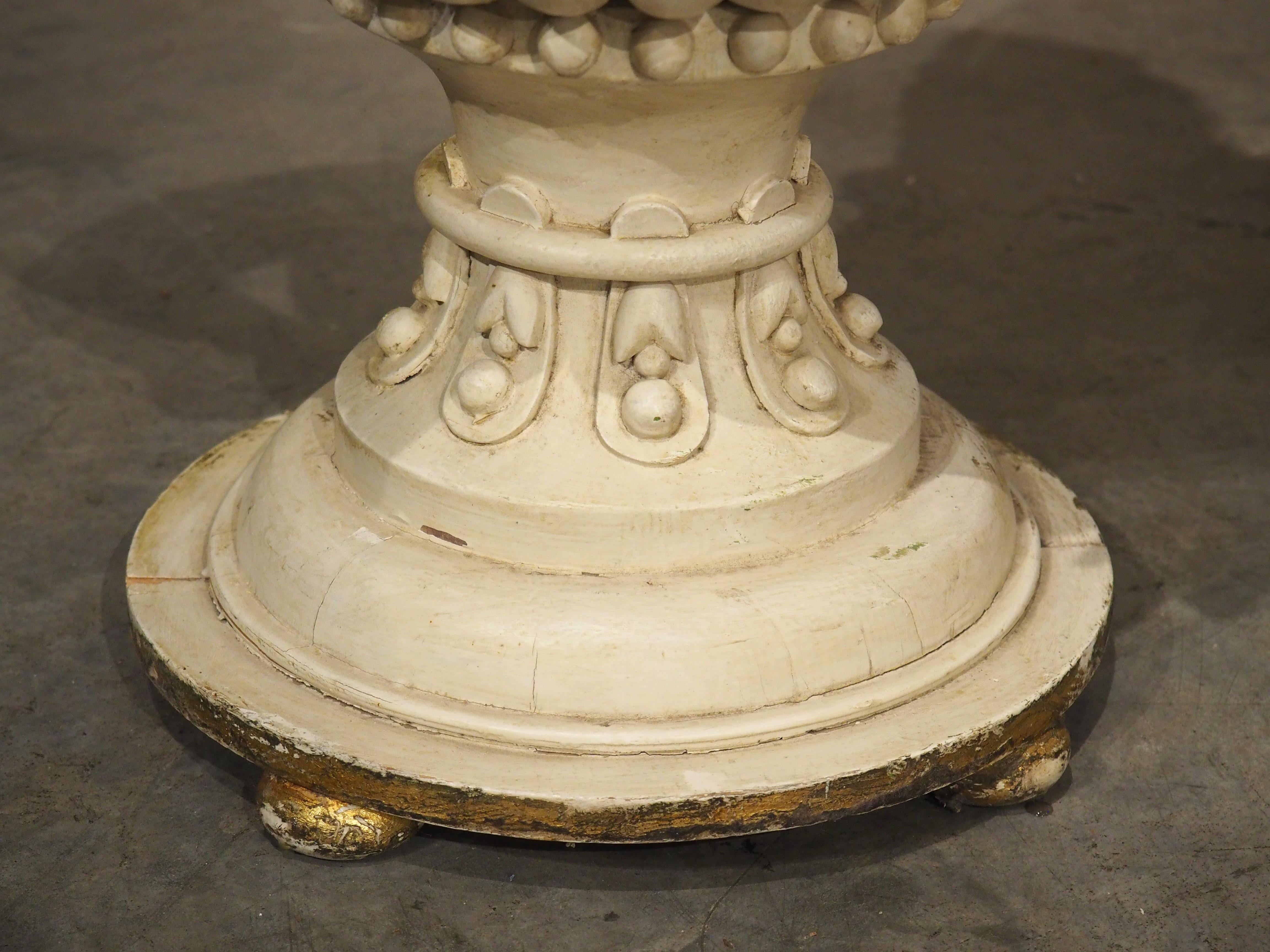 Hand-Carved A Tall 19th Century Carved and Lacquered Wooden Urn from Florence Italy For Sale